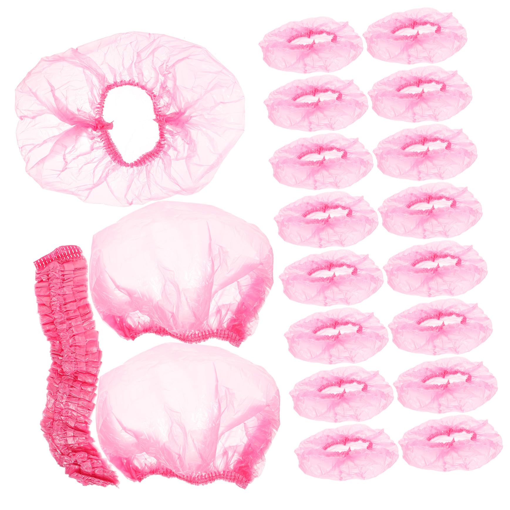 BESTYASH Einweg Duschhauben in Rosa 500 Stück für Damen aus Wasserdichtem Kunststoff Elastische Leichte Badehauben für Duschen und Spa Anwendungen