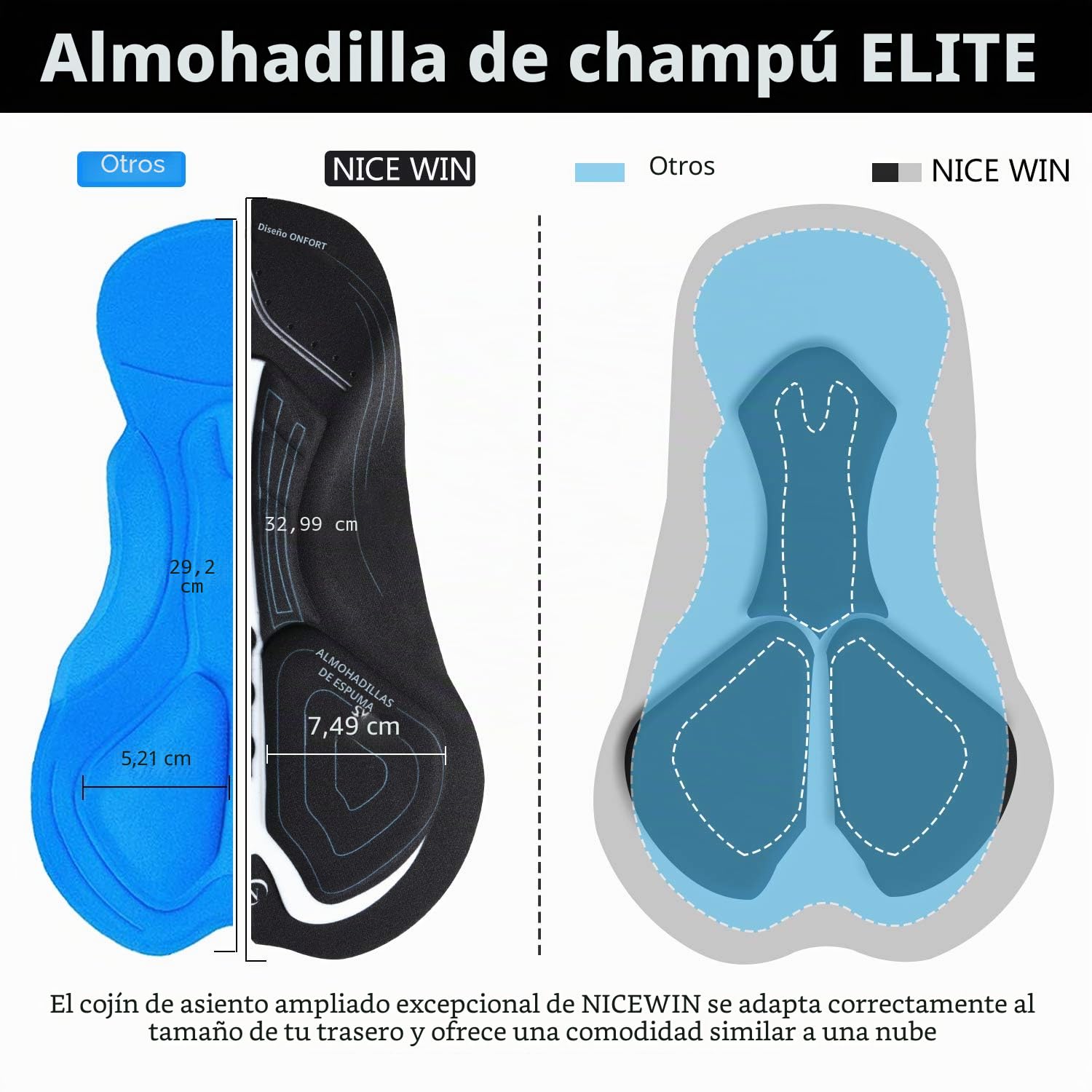 NICEWIN - Pantalones cortos de ciclismo para hombre (acolchados en 3D, secado rápido)