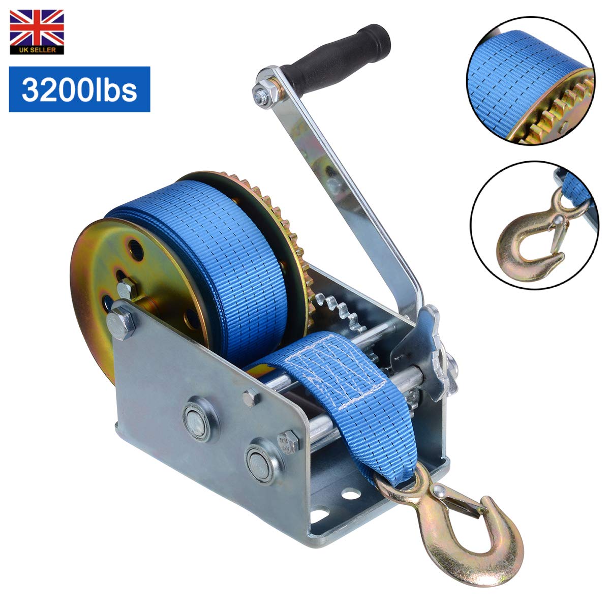 Buy Heavy Duty Hand Winch Towing Winch Hand Crank 2 Gear for Cable Boat
