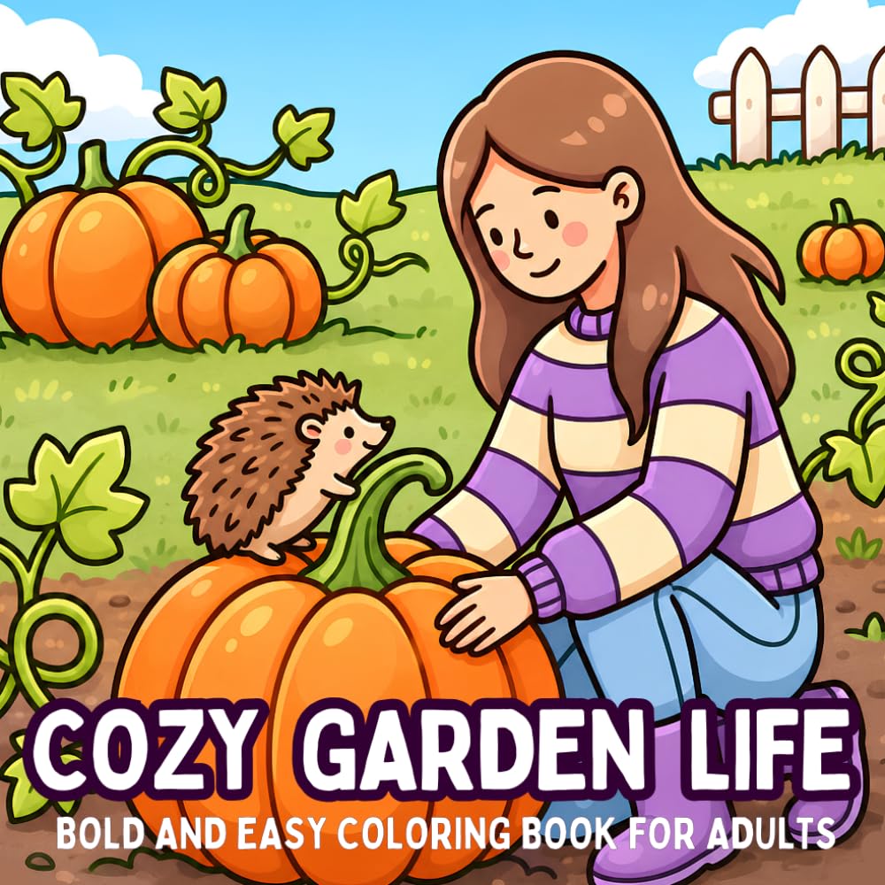 Cozy Garden Life: Bold and Easy Coloring Book for Adults
