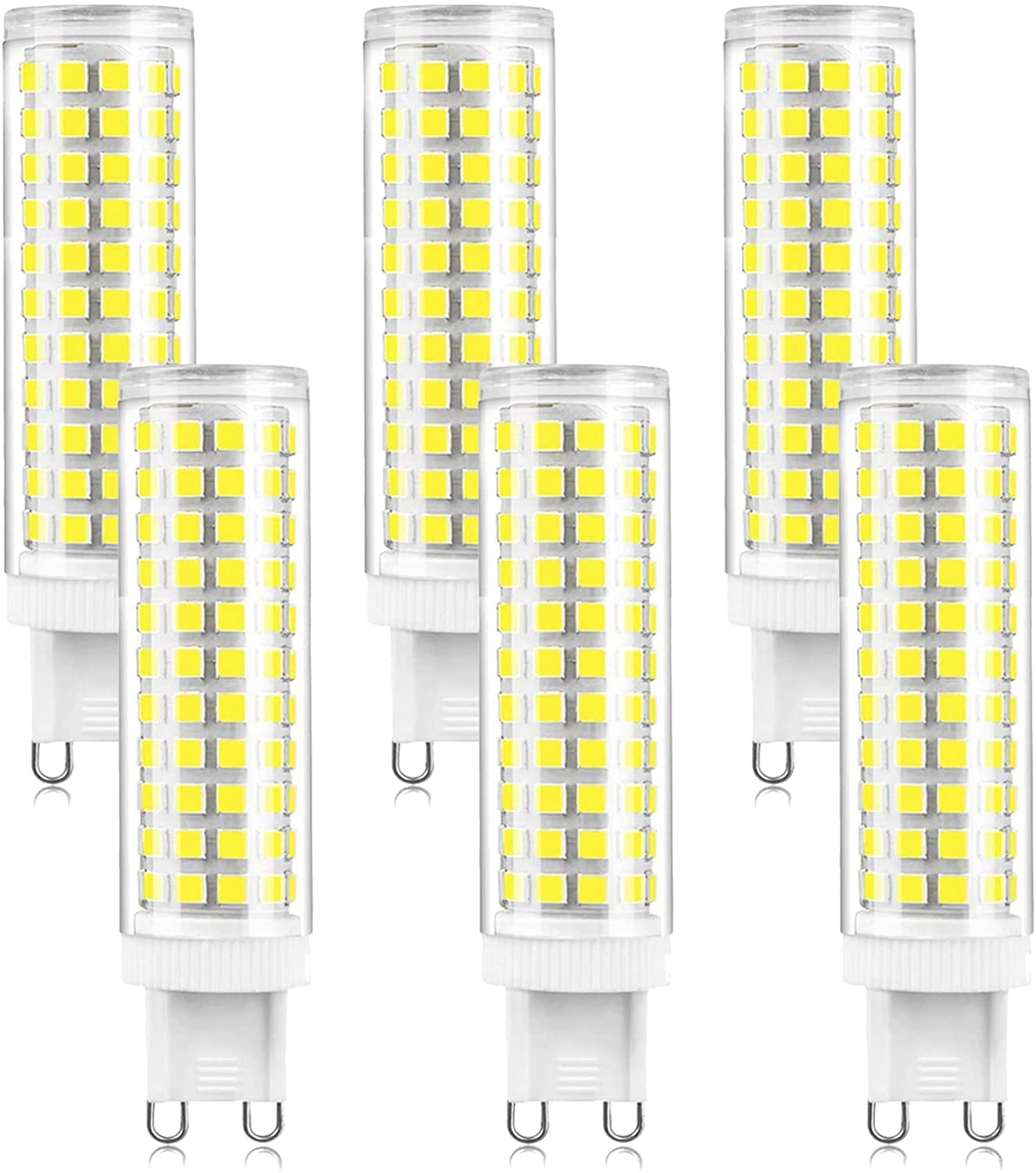 G9 Bombillas LED, Regulable 15W 136LED Beads 1500LM 2835SMD LED Bi-pin Luces Led Bombilla de maíz AC 220V para candelabro Iluminación del hogar, Haz de 360 ​​grados,Cold white,6 Pack