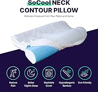 Vista 2 de SoCool Almohada cervical para personas que duermen de lado, almohadas refrescantes de espuma viscoelástica para dolor de cuello y hombros, almohada