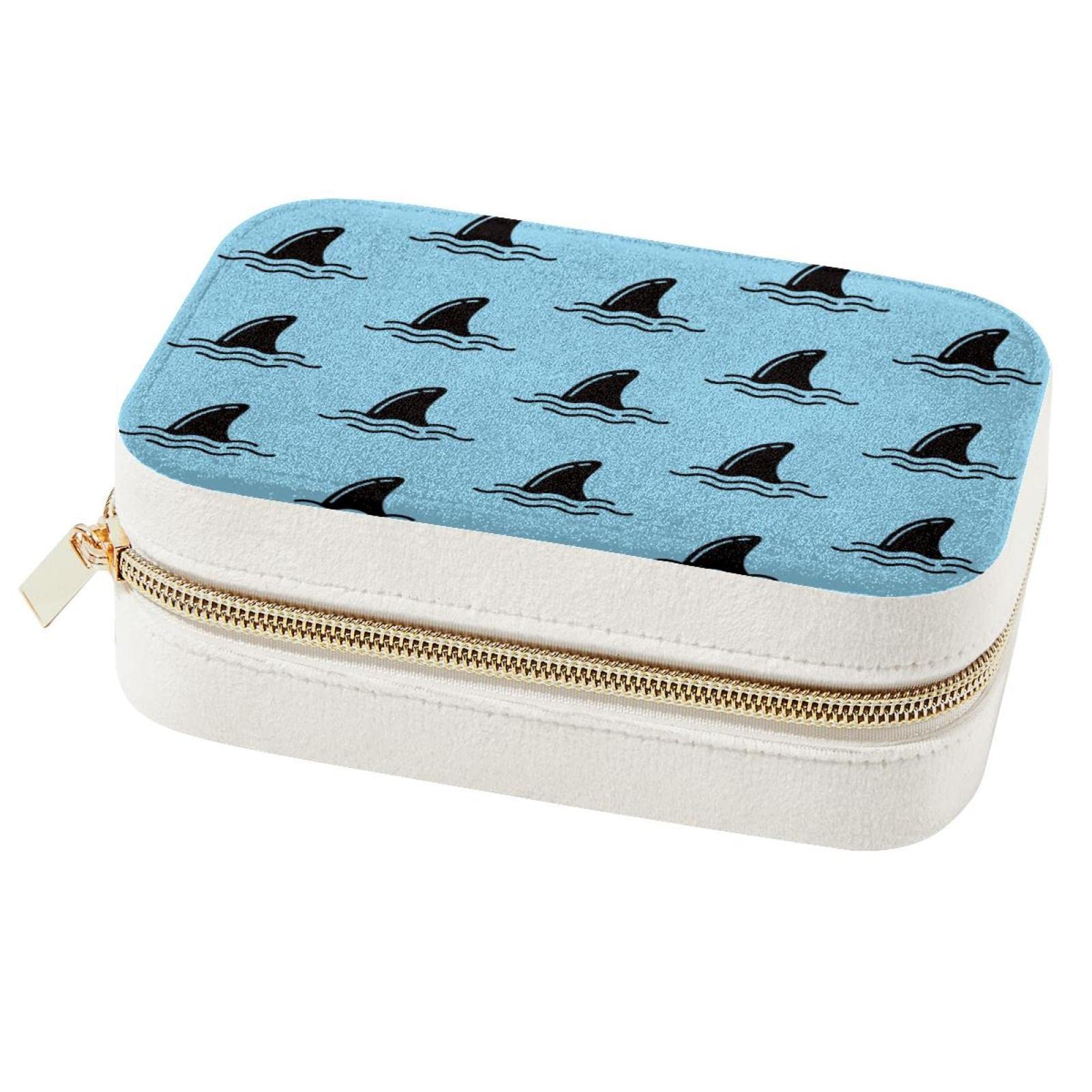 Boîte à bijoux de voyage requin bleu pour ranger bagues et colliers