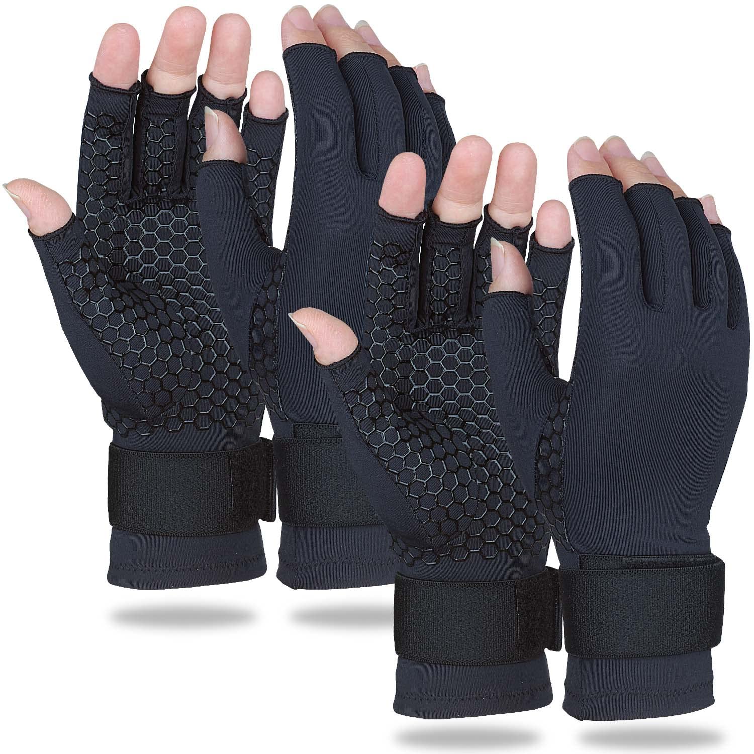 2 Pairs Copper Arthritis Gloves for Women Men, Compression Gloves with