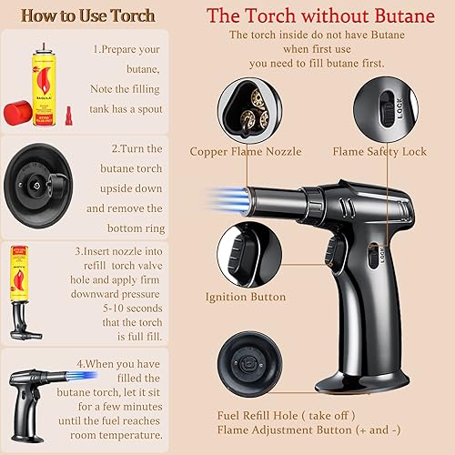Miniatura 6 de Kit de ahumador de cóctel con antorcha, kit de ahumador de whisky, kit de ahumador de bebidas a la antigua, chips de madera de 4 sabores, kit