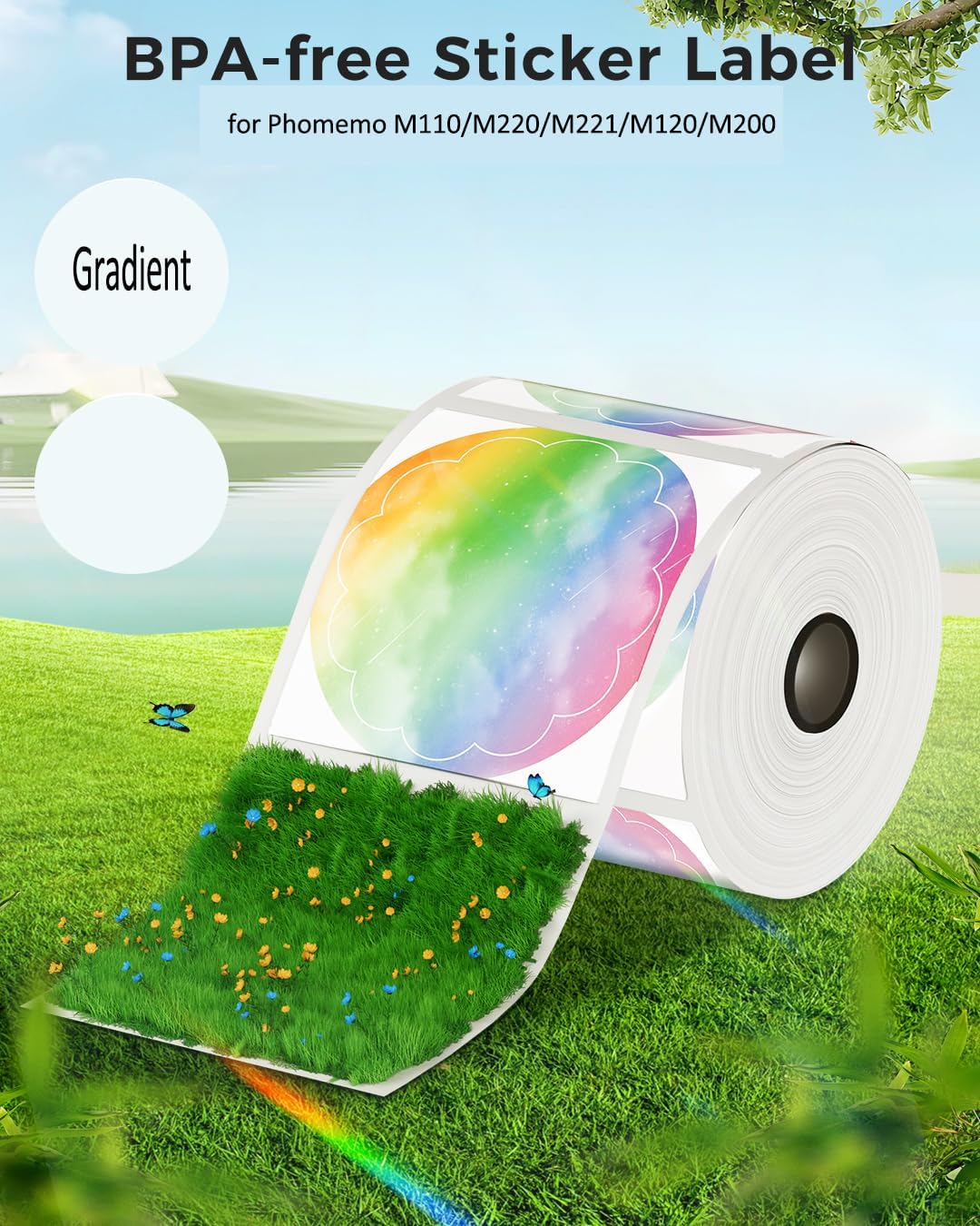 Phomemo Circle Labels for M110/M120/M200/M220, 1.96" x 1.96" (50x50 mm) Thermal Round Gradient Color Labels for Barcode/Logo/Gift/Thank You/Small Business/Home Use, Purple (Pack of 2)