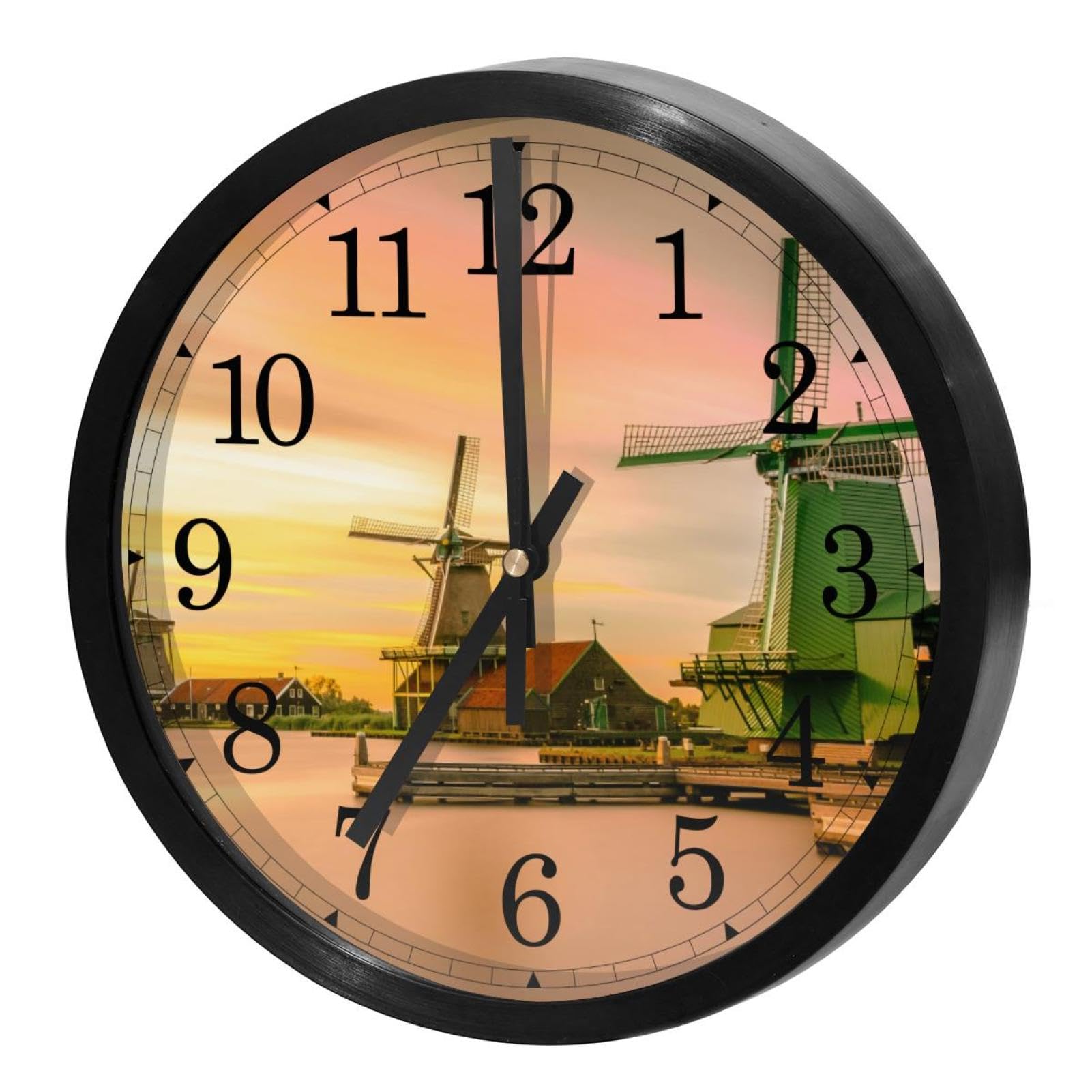 Horloge murale quartz silencieuse pour bureau et école avec grand cadran rond