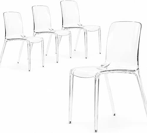 LeisureMod Clear Acrylic Dining Chairs, Modern Contemporary Style, Set of