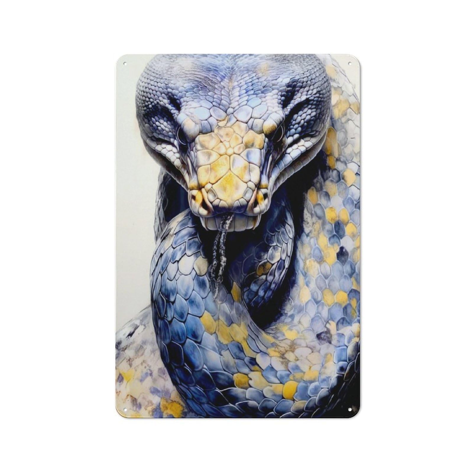 Junmoney Snake Watercolor Art Tin Wall Plaque 30X20cm With For Guest Room Or Hallway, For Metal Sign Collectors, For Garage And Workshop Walls