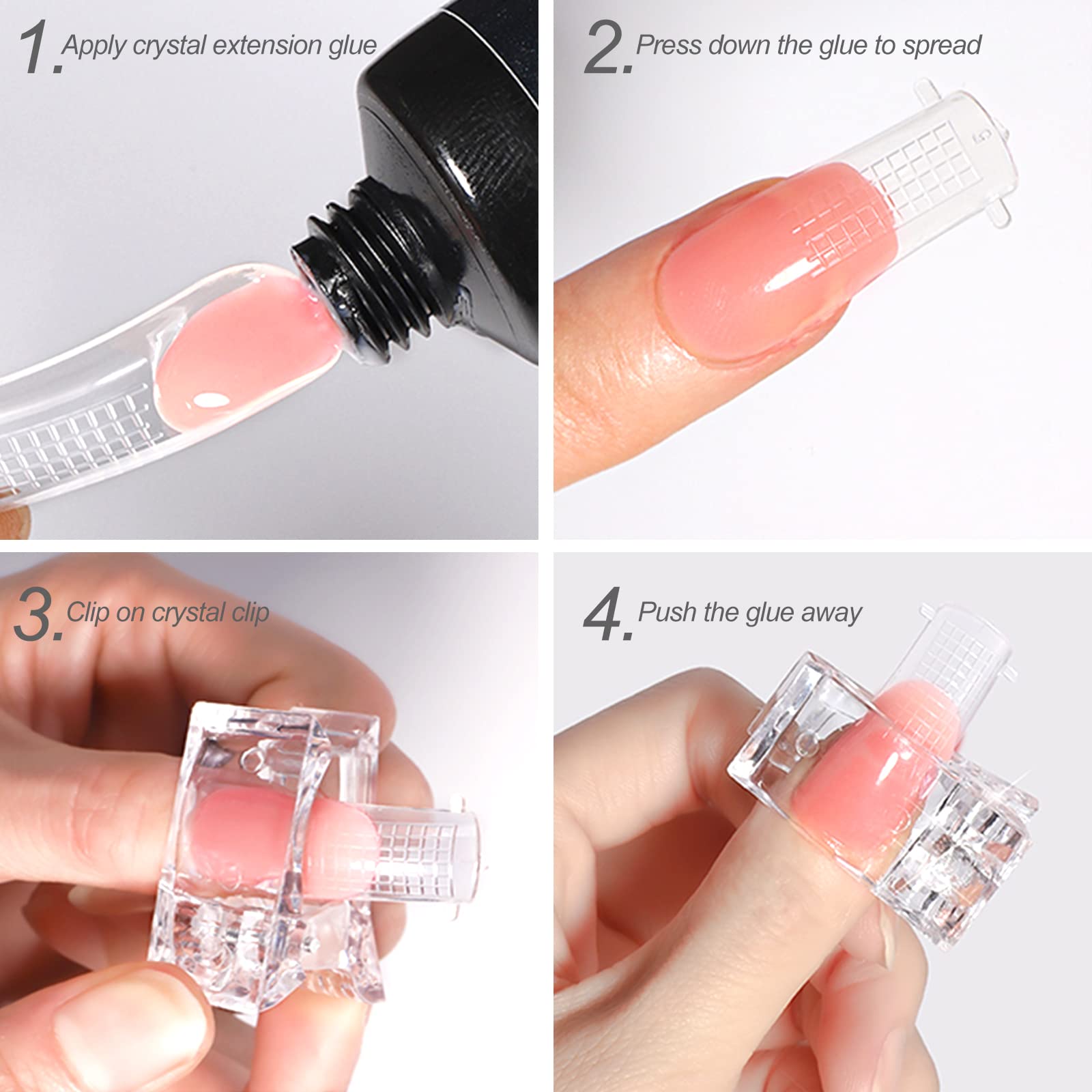 Sularpek 5 Pcs Pince à Ongles Polygel Clip Ongles, Extension Transparente, Outil Nail Art pour Gel UV Rapide