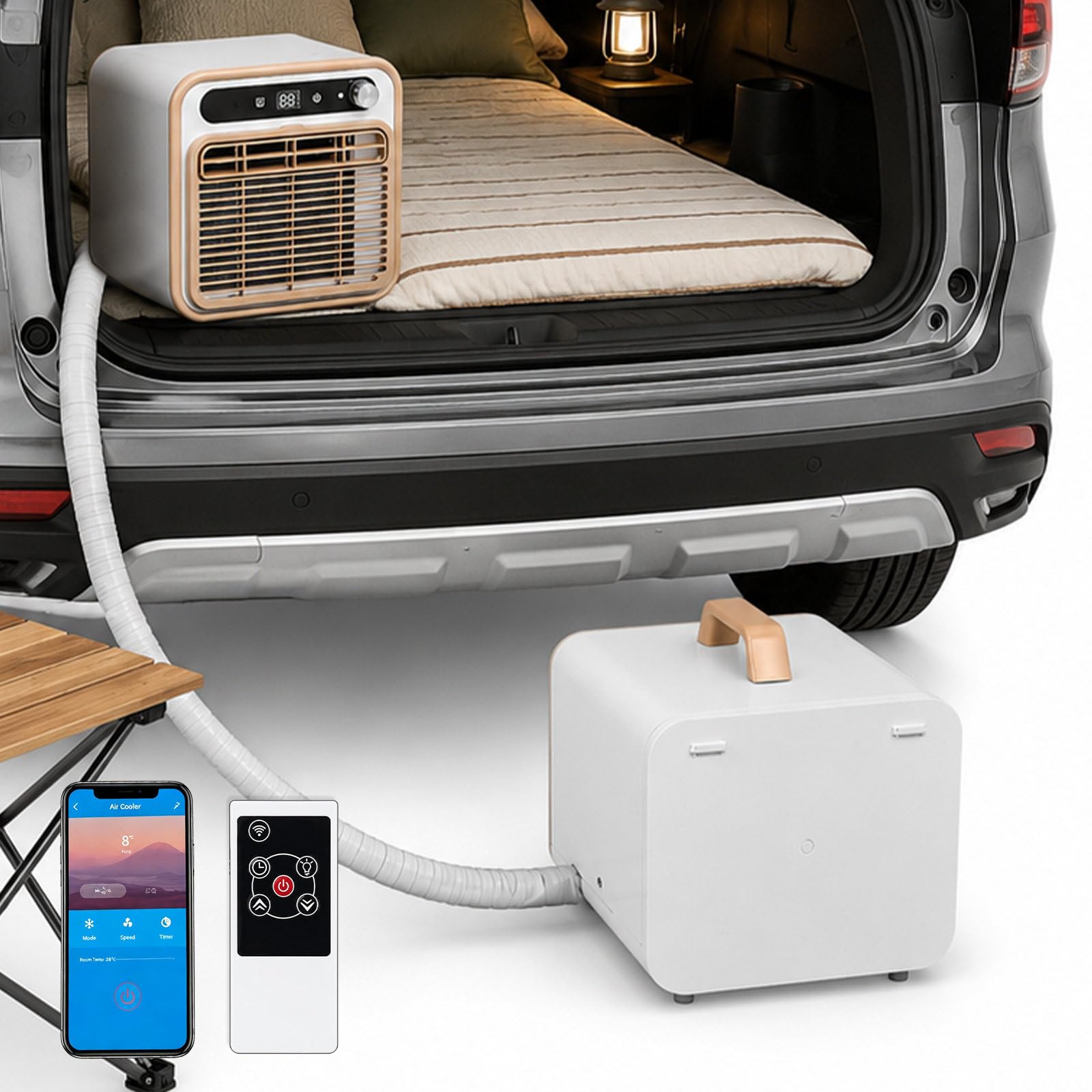 Camping Portable Air Conditioner, 12-Hour Timer for Tents 1.5m-pipe