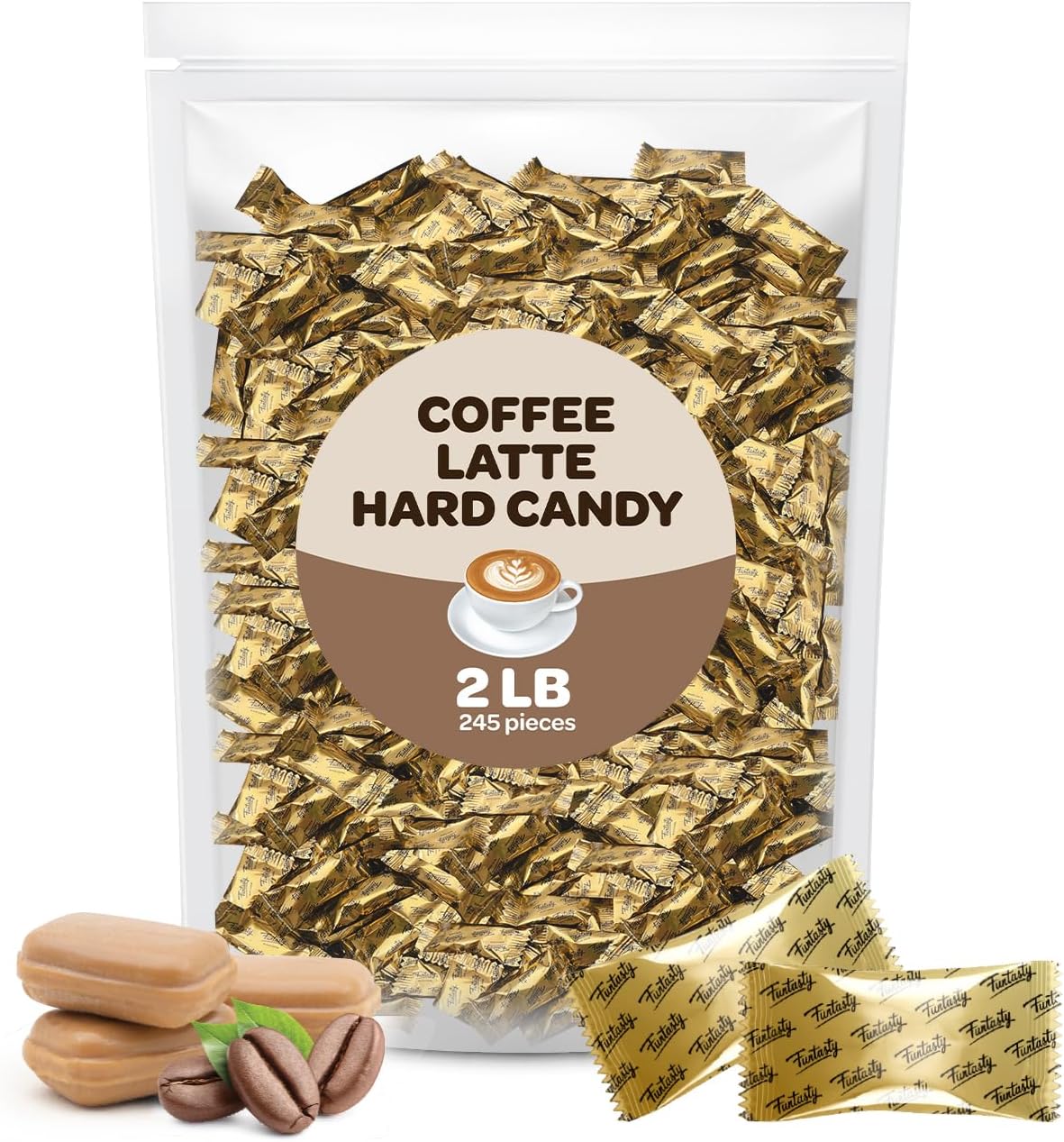Coffee Latte-Flavored Hard Candy - 2 Pound Bulk Pack (About 245 Count) - Cont...