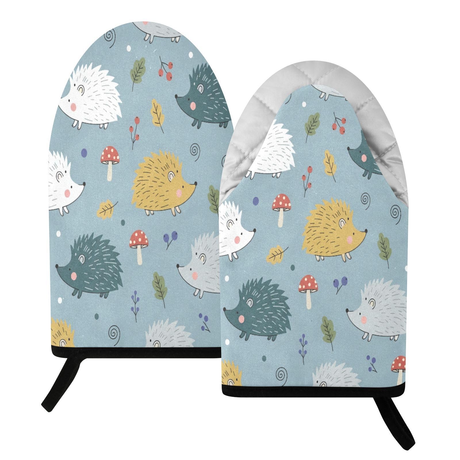 BURSTDDY Cartoon Hedgehog Oven Mitt,Heat Resistant Kitchen Mitts for Cooking