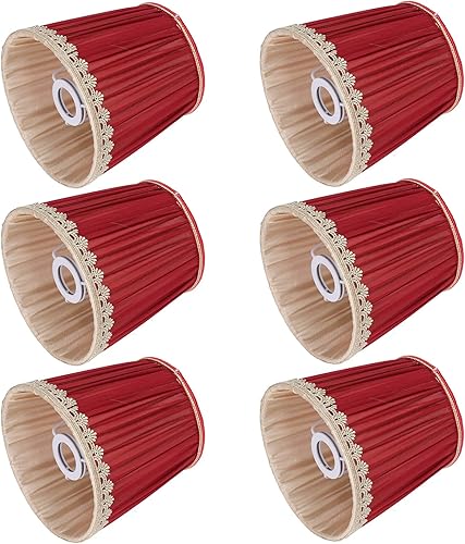 Alvinlite Pantalla de tela estilo vintage, pantalla de tela de barril con clip de doble capa, pantalla de tambor para lámpara de mesa, lámpara de