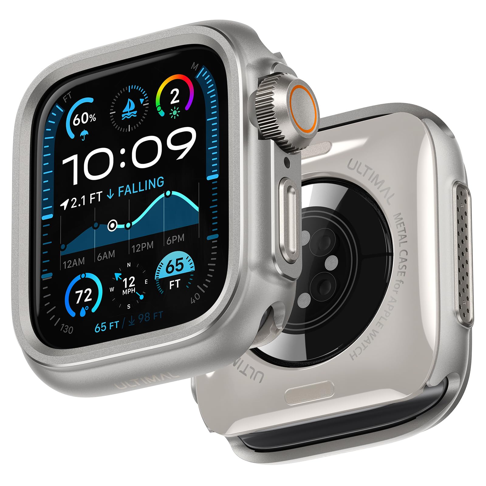 Photo 1 of ULTIMAL Metal Case Compatible with Apple Watch Series 11/10 46mm with Back Cover, Military Grade Shockproof Protective Case, Rugged Cover for iWatch 46mm (Silver)
