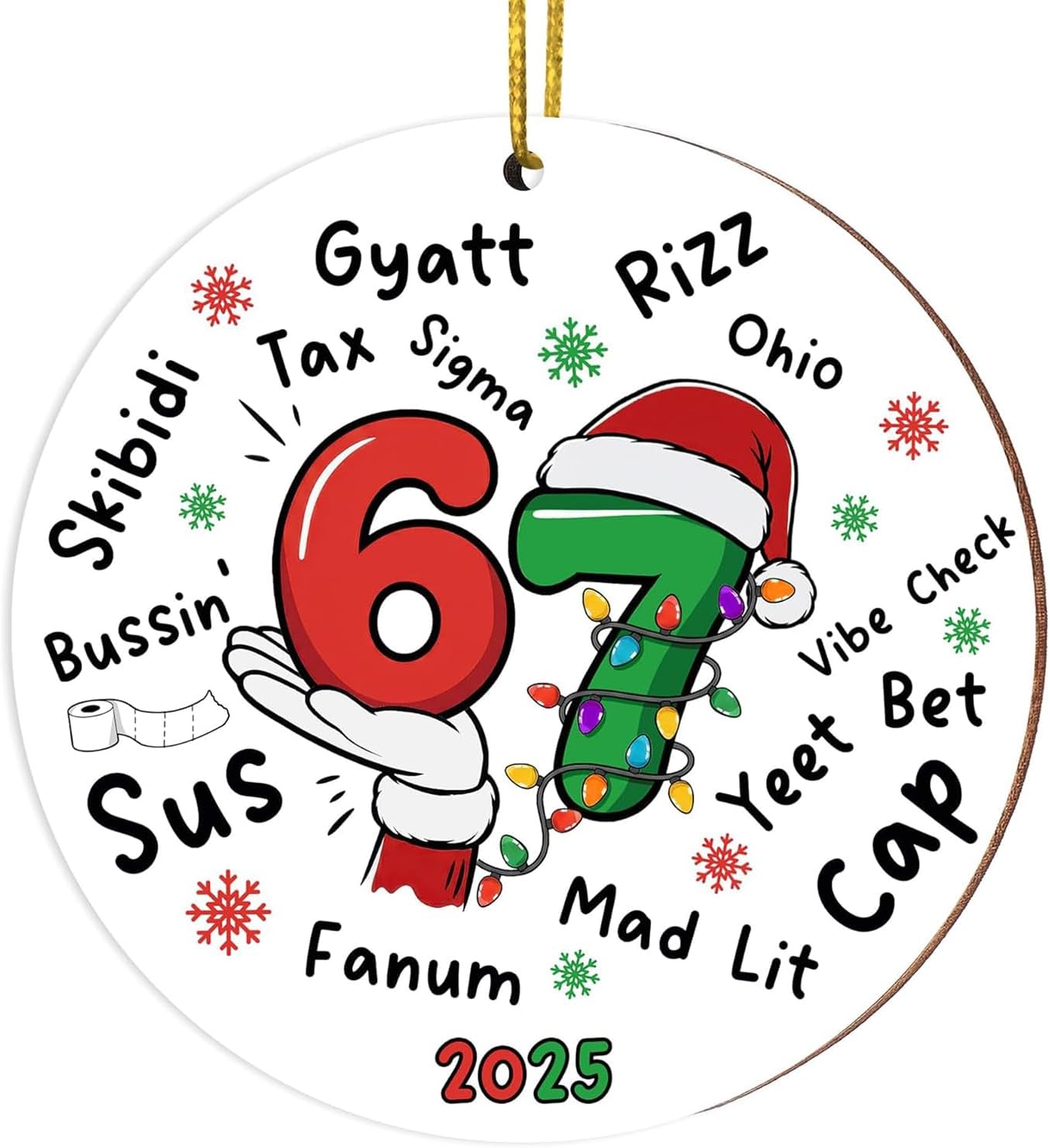 4Pcs 67 Christmas Ornament, Santa Says Six Seven Christmas Ornament, Funny 67 Meme Acrylic Christmas Tree Ornament, 67 Hanging Christmas Decorations (B)