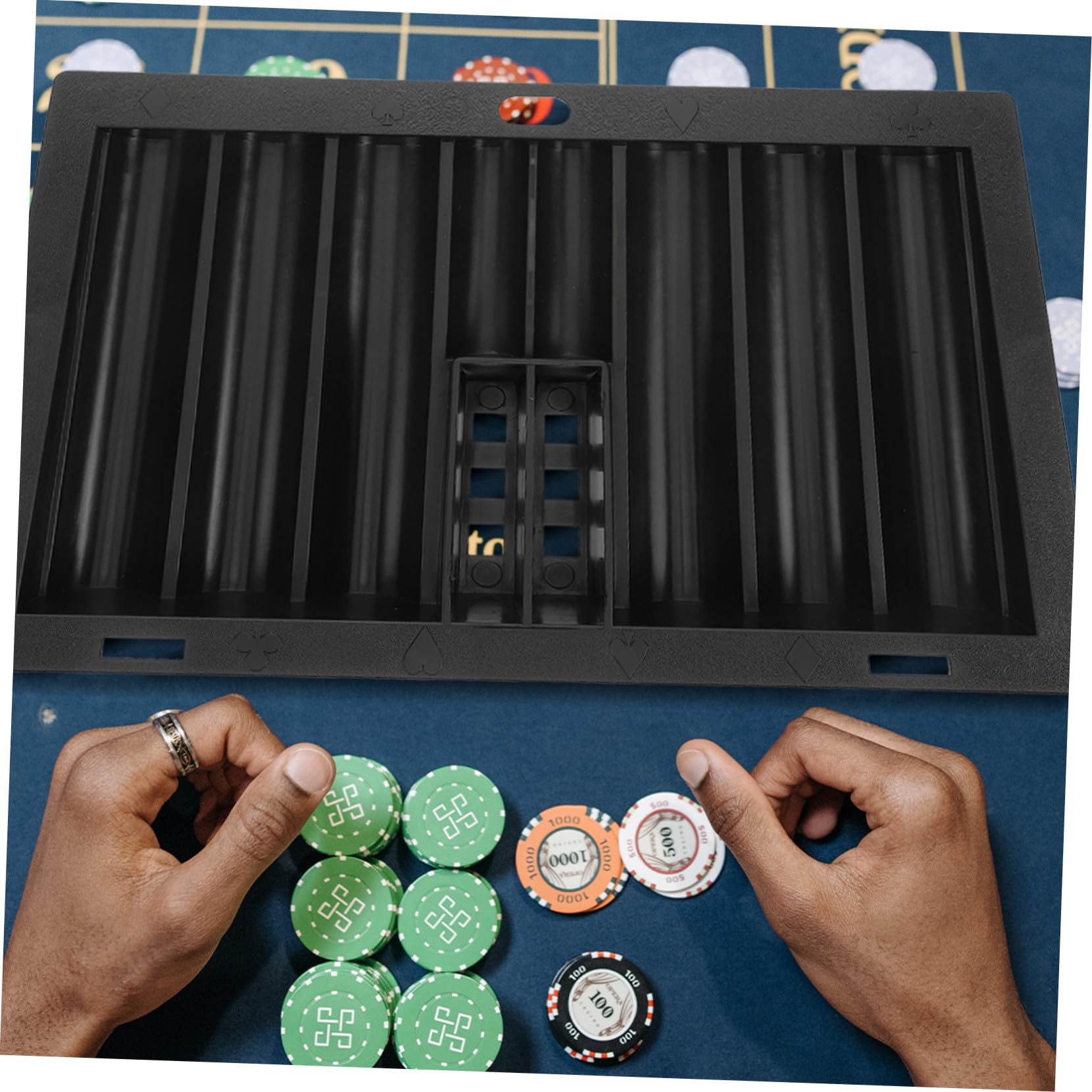 Vassoio Porta Fiches da Poker in Acrilico Nero 350 Pezzi