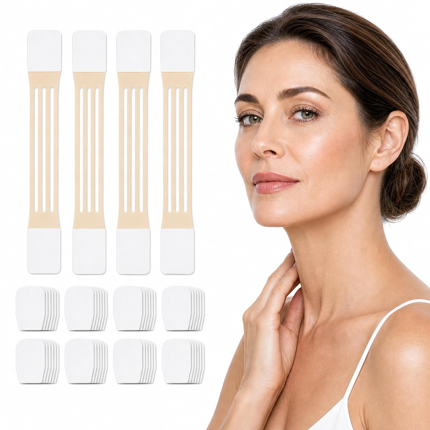 Invisible Neck Lift Tape, 4 Bands and 40 Patches