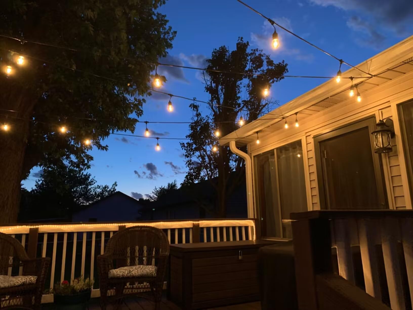 Lichterkette für den Außenbereich, 15 + 1 2 W, S14-Glühbirne, 12 m | 2700 K warmweiße S14 Garten-Soffitten-Lichterkette für Terrasse, Party, Hochzeit, Hof, Pavillon