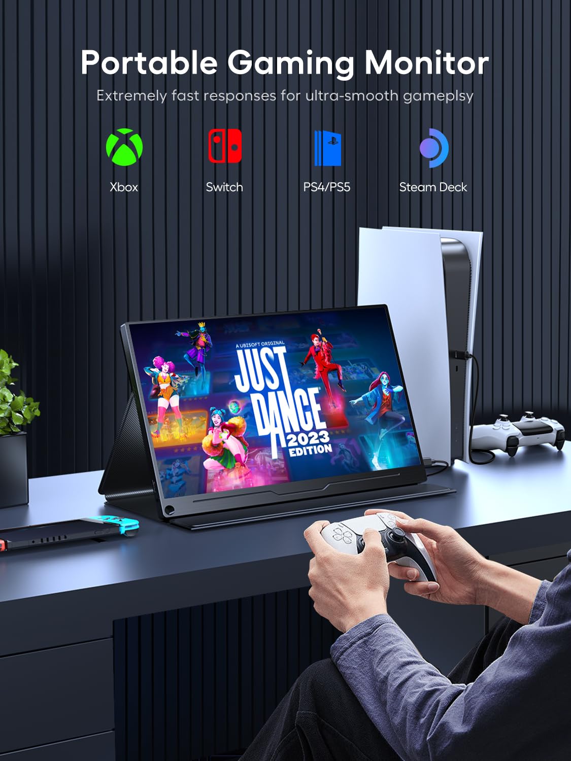 UPERFECT Monitor Portatile 18,5 Pollici 120Hz Gaming Monitor con Schermo IPS Full HD 1920 * 1080 USB C Mini HDMI per PC Laptop Smartphone PS4/5 Xbo Switch Raspb Pi, Corpo in Metallo, Montaggio VESA