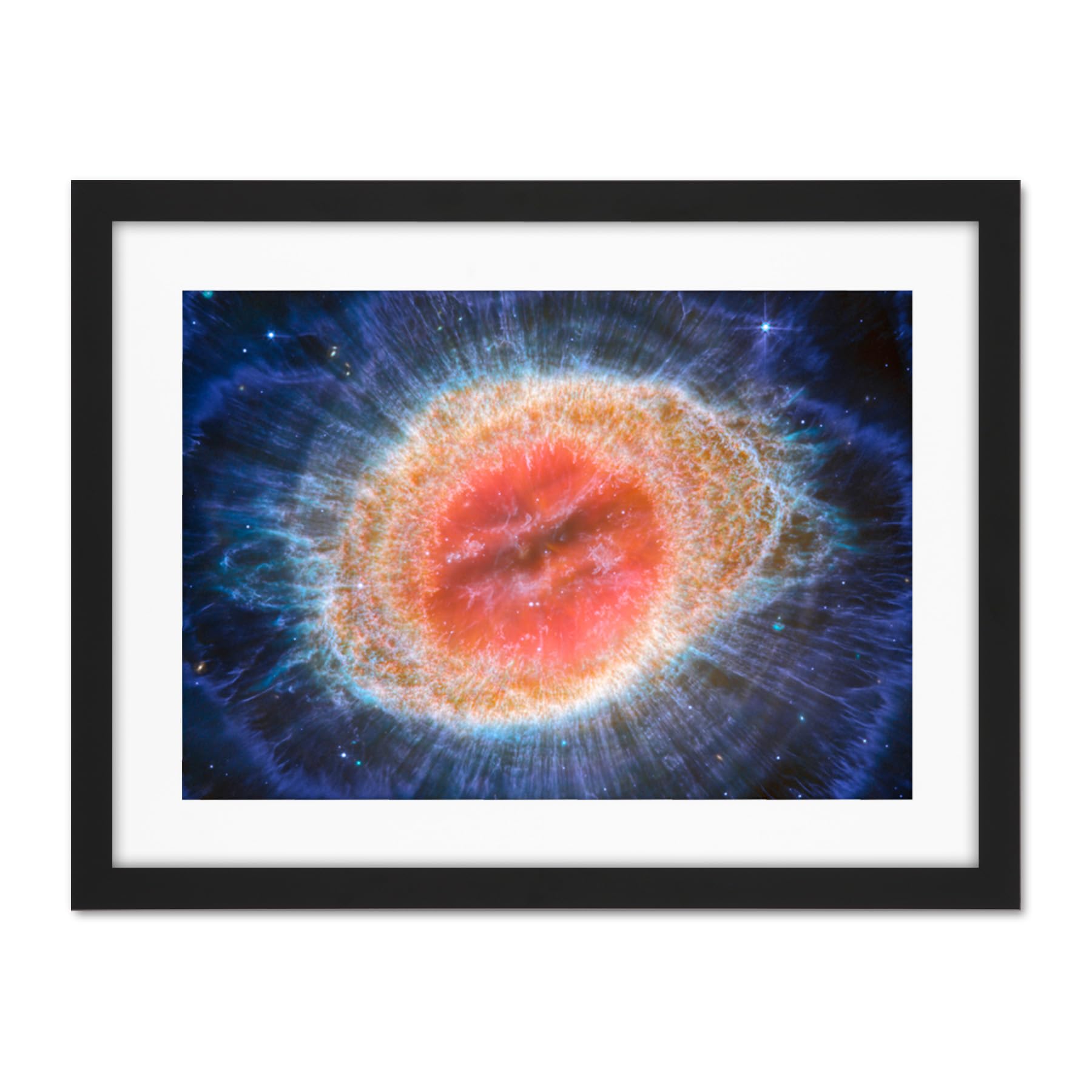 Artery8 NASA James Webb Telescope MIRI Image of the Ring Nebula Planetary Messier 57 Intricate Details of a Dying Star Formation Celestial Doughnut in Space Artwork Framed Wall Art Print 18X24 Inch