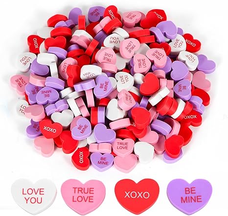 200 Pieces Heart Shape Erasers Valentine's Day Erasers Mini Erasers for Kids Bulk Love You Erasers Pencil Erasers Erasers for Classroom Exchange Gift School Rewards Prizes Party Supply