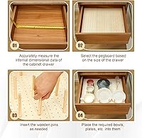 Vista 4 de Kigley 6 Piezas Organizador de Cajones de Tablero de Clavijas de Madera con 48 Clavijas Sistema de Tablero de Clavijas de Madera Organizadores
