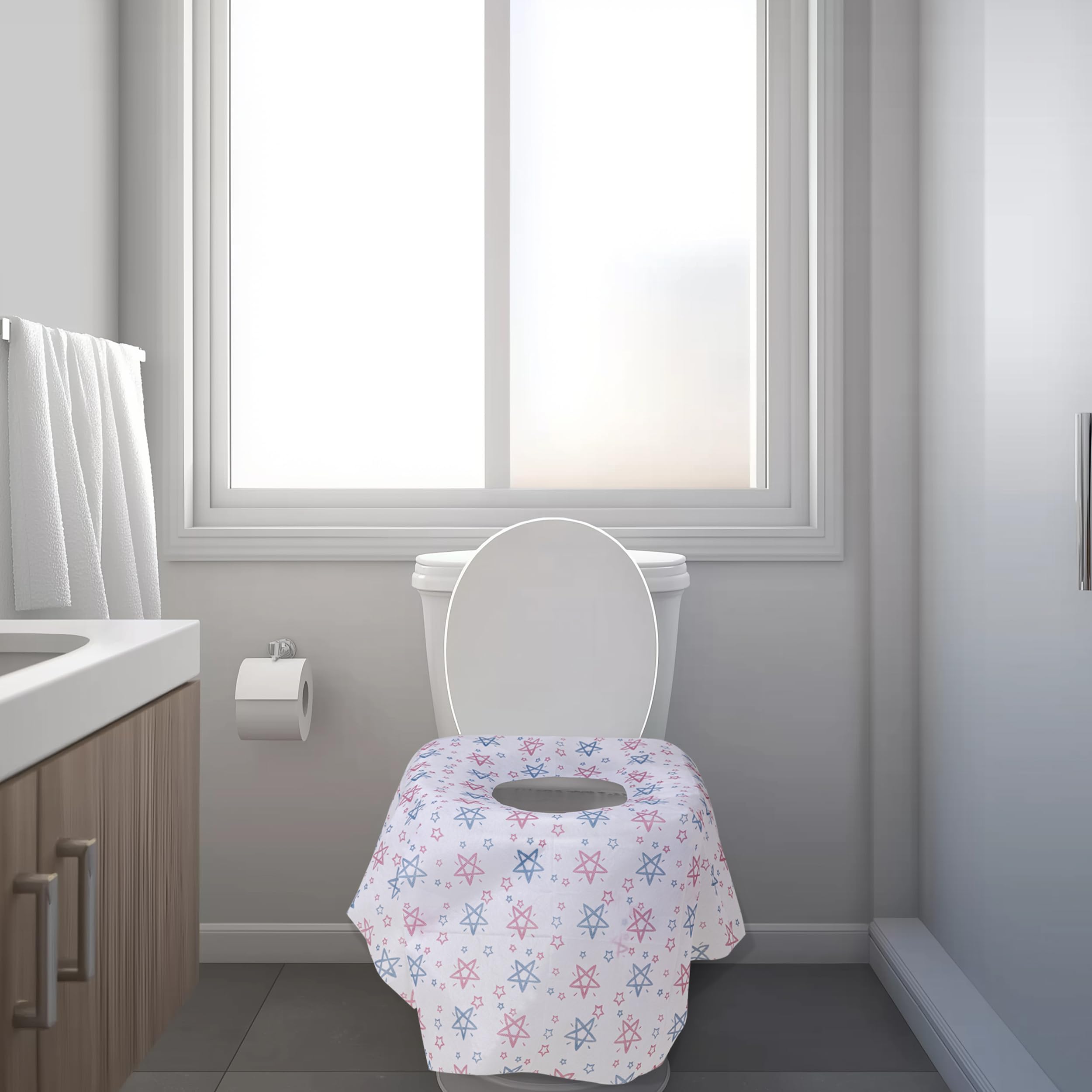 Copriwater Monouso Antibatterico 65x60 cm Impermeabile Portatile WC Cover 30 Pezzi