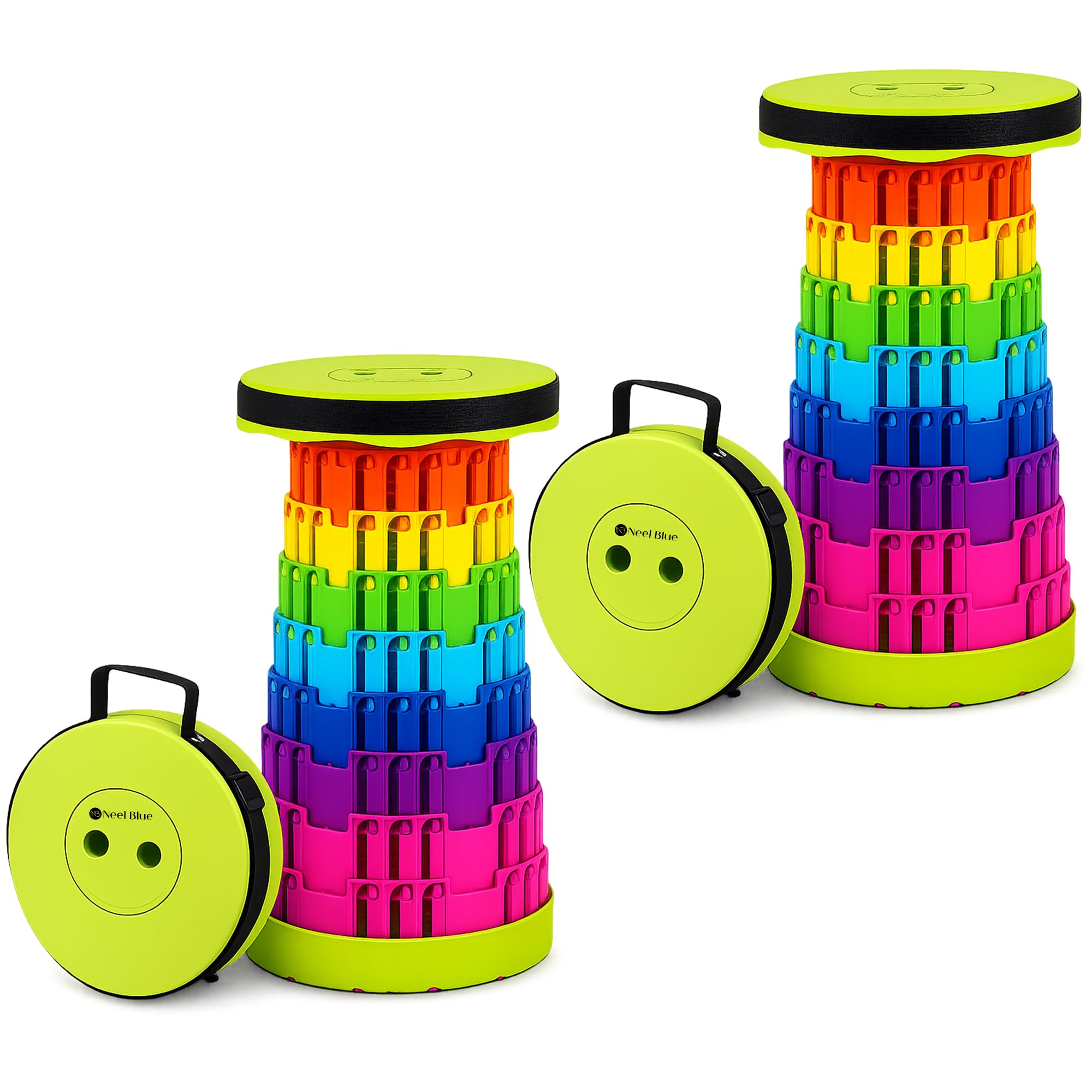 WedDecor Telescopic Retractable Folding Stool 440lbs - Rainbow Green, 2pcs โ image 1