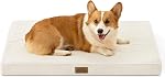 COZY KISS Dog Crate Bed for Large Size Dogs, Rectangular Orthopedic Dog Beds, Foam Anti-Slip Bottom Pet Mat with Washable Removable Cover, Suitable for Pet Up to 75 lbs, 36x27x3 inch, Beige