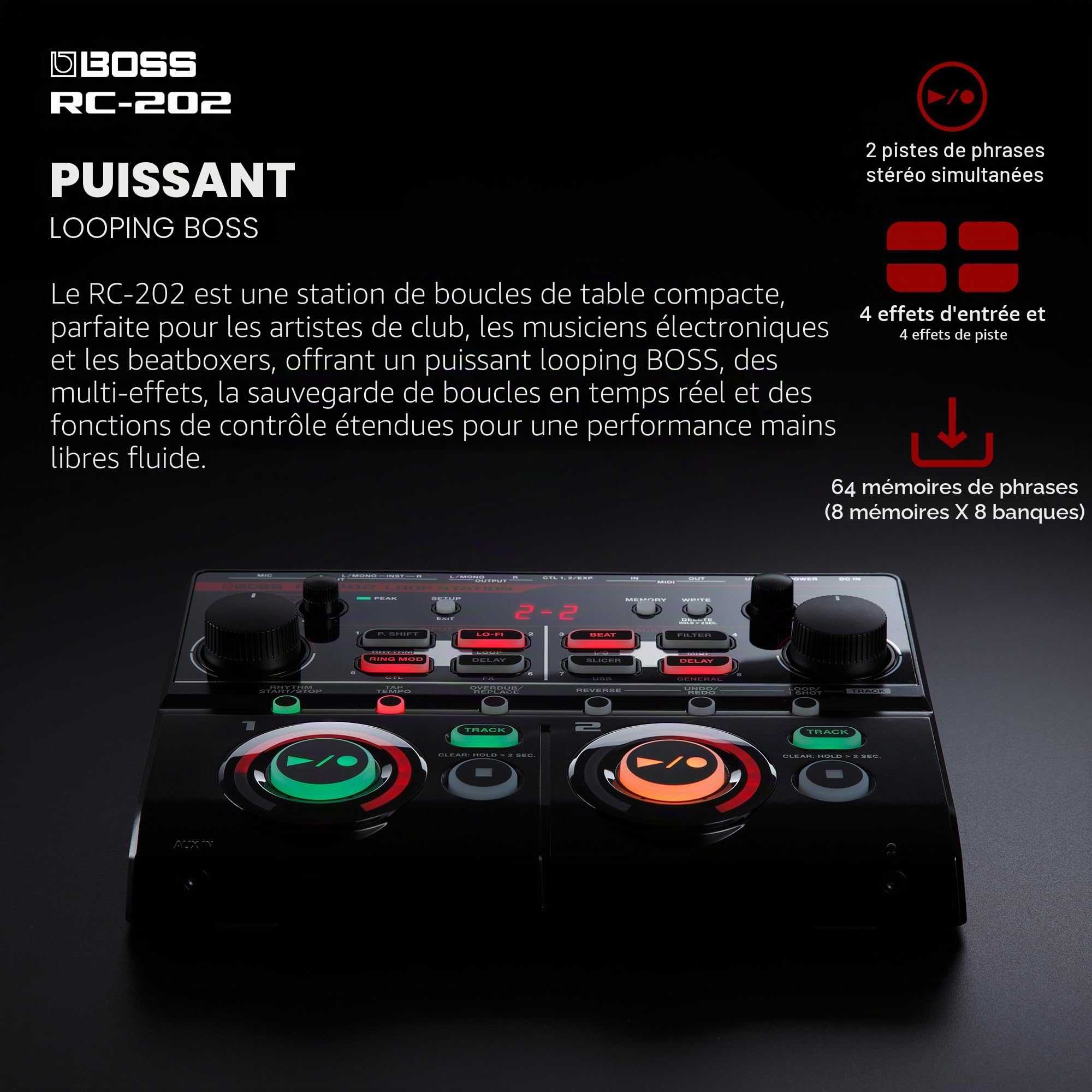 BOSS Station de Boucle compacte à Deux Voies RC-202 (RC-202)
