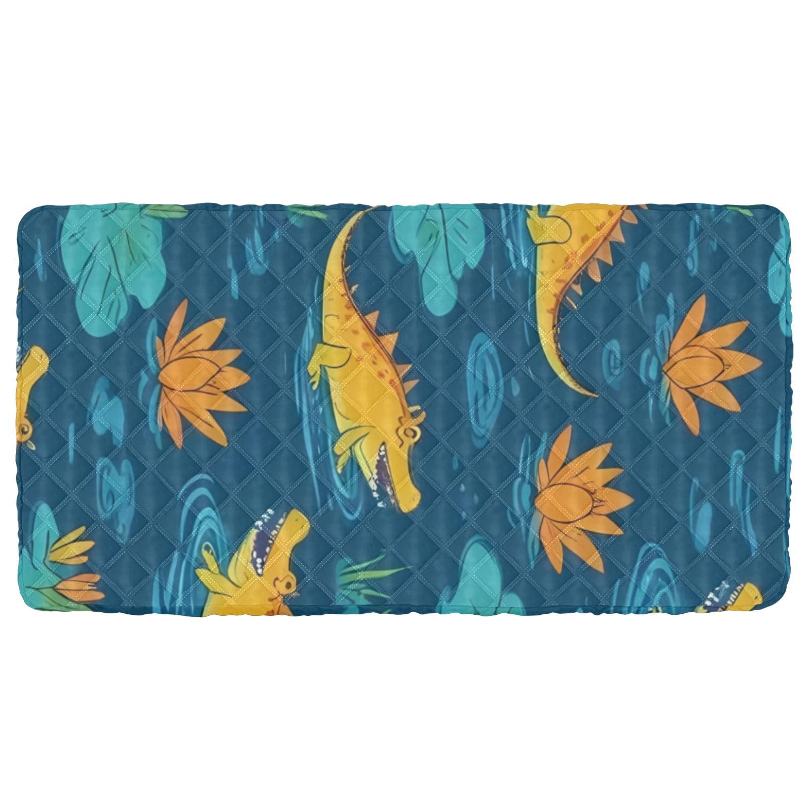 Hezely Toddler Fitted Sheet, Toddler Mattress, Portable Folding Mattress for Kids 49.6x24.8 Inch,Cute Crocodile (1 pcs)