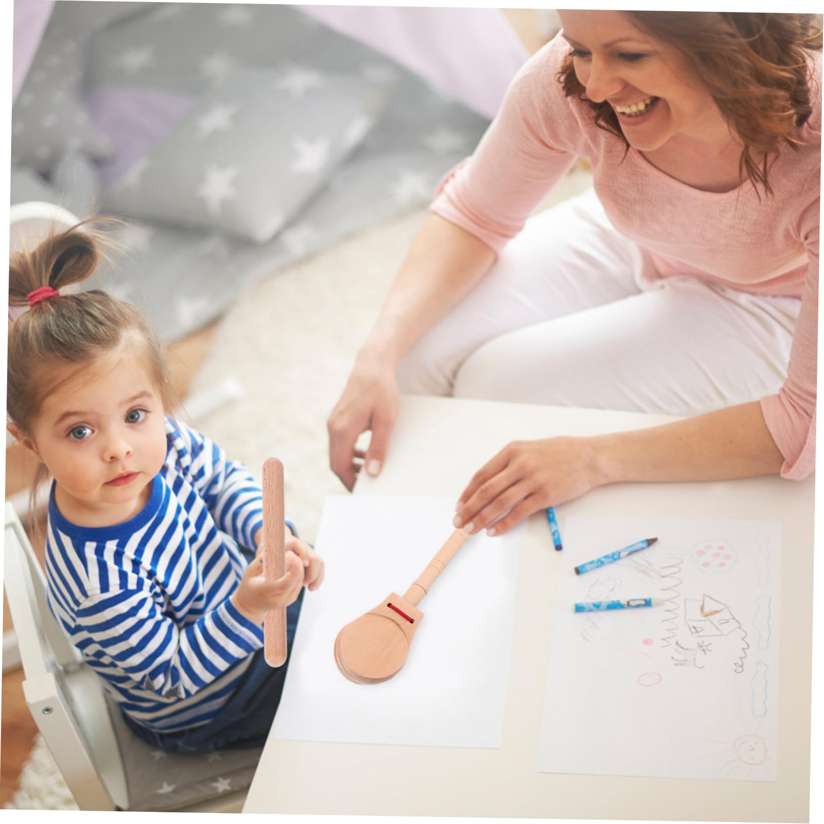 Strumenti Musicali in Legno per Anni Tamburello Maracas e Percussioni Educative per Sviluppo Creatività e Coordinazione Mano Occhio in Legno Naturale con Sacchetto