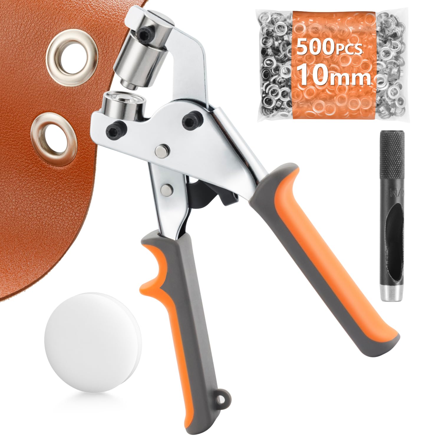 Grommet Tool Kit - 3/8 Inch Eyelet Tool kit,Heavy Duty Manual Grommet Press Machine with 500PCS Metal Grommets for Fabric, Tarps, Banners, Curtains.
