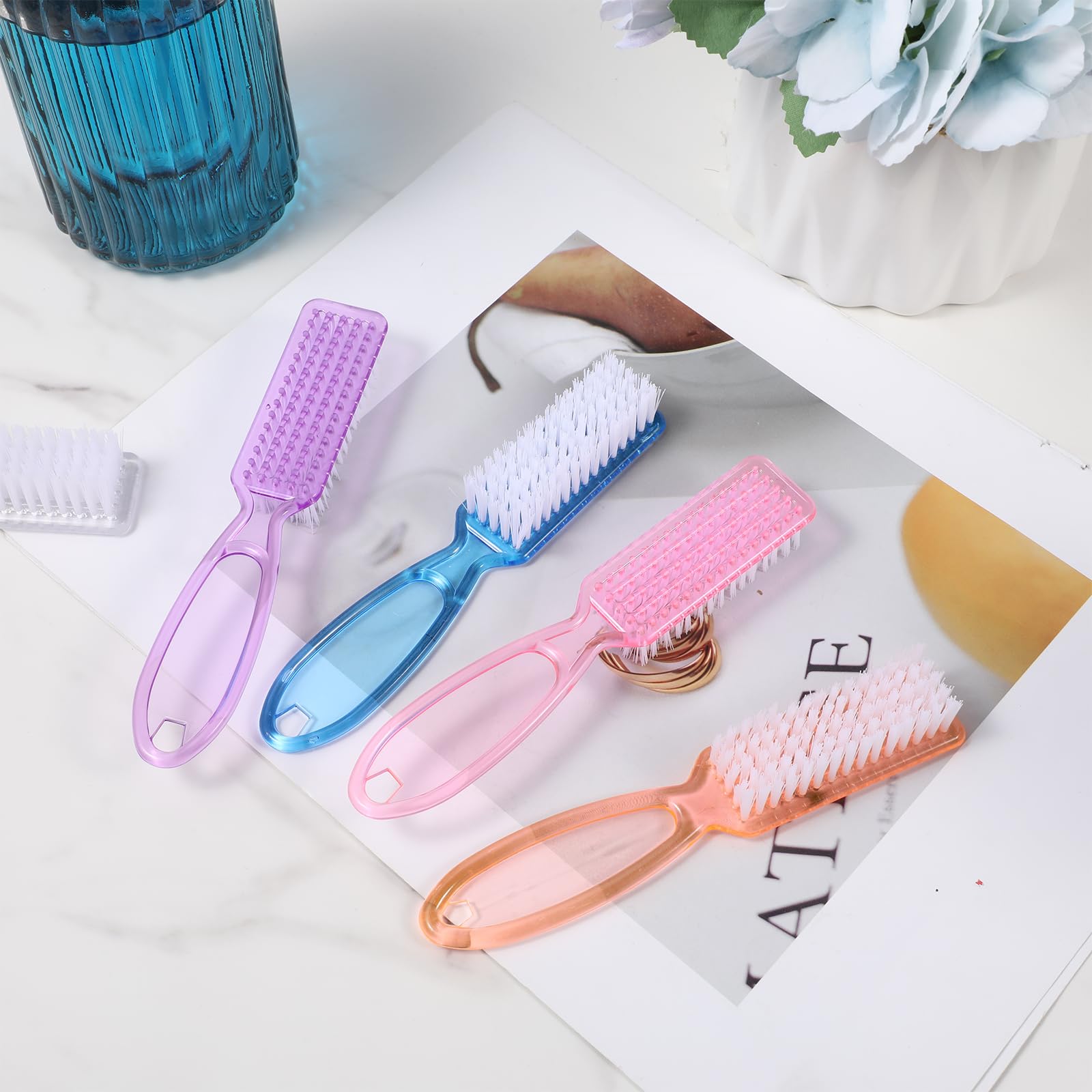 100 pennelli per unghie con impugnatura per la pulizia delle unghie, spazzola per la pulizia delle unghie, spazzole per la pulizia delle mani, setole morbide e rigide, strumenti per manicure per