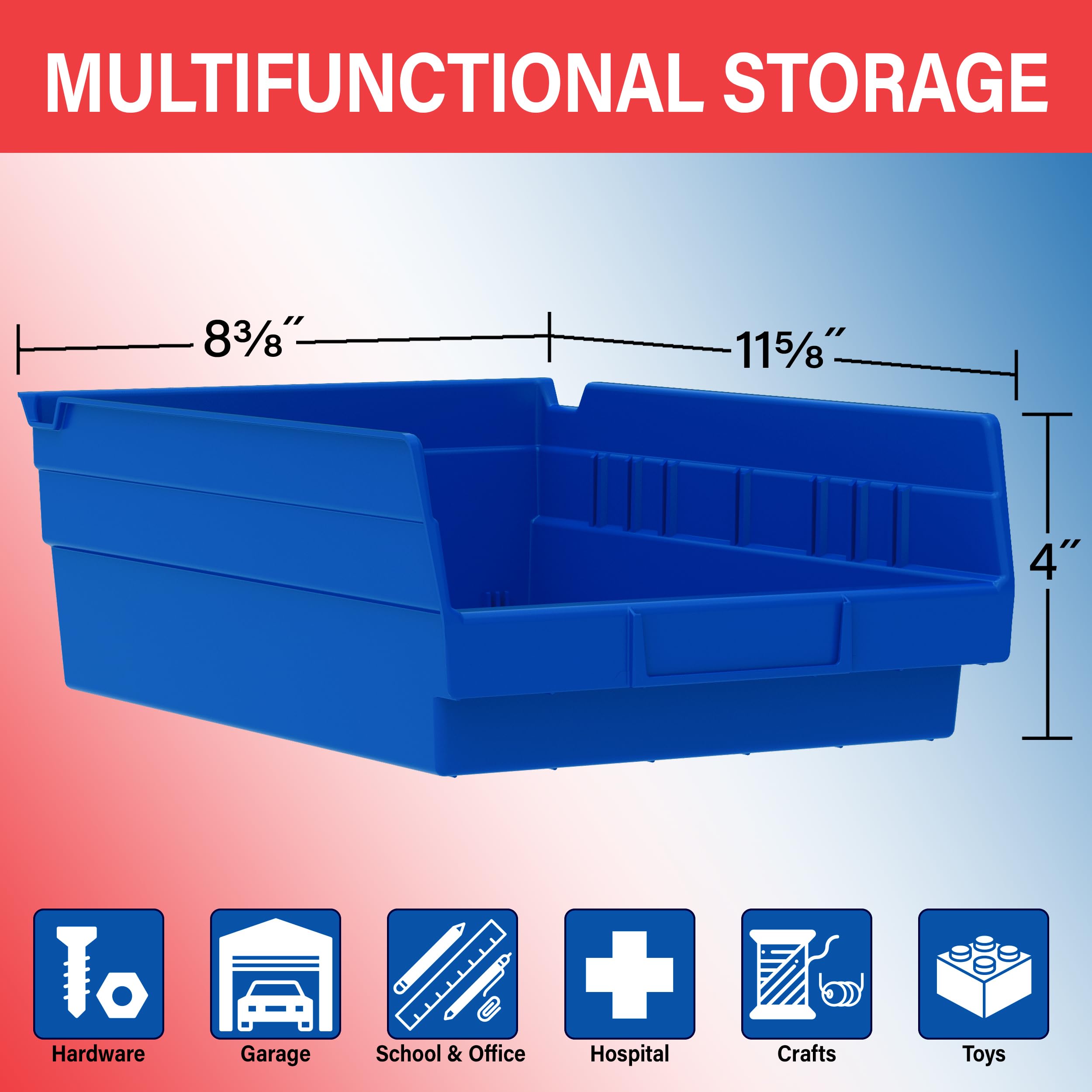 Akro-Mils Heavy Duty Shelf Bins - 12 Pack Blue -2