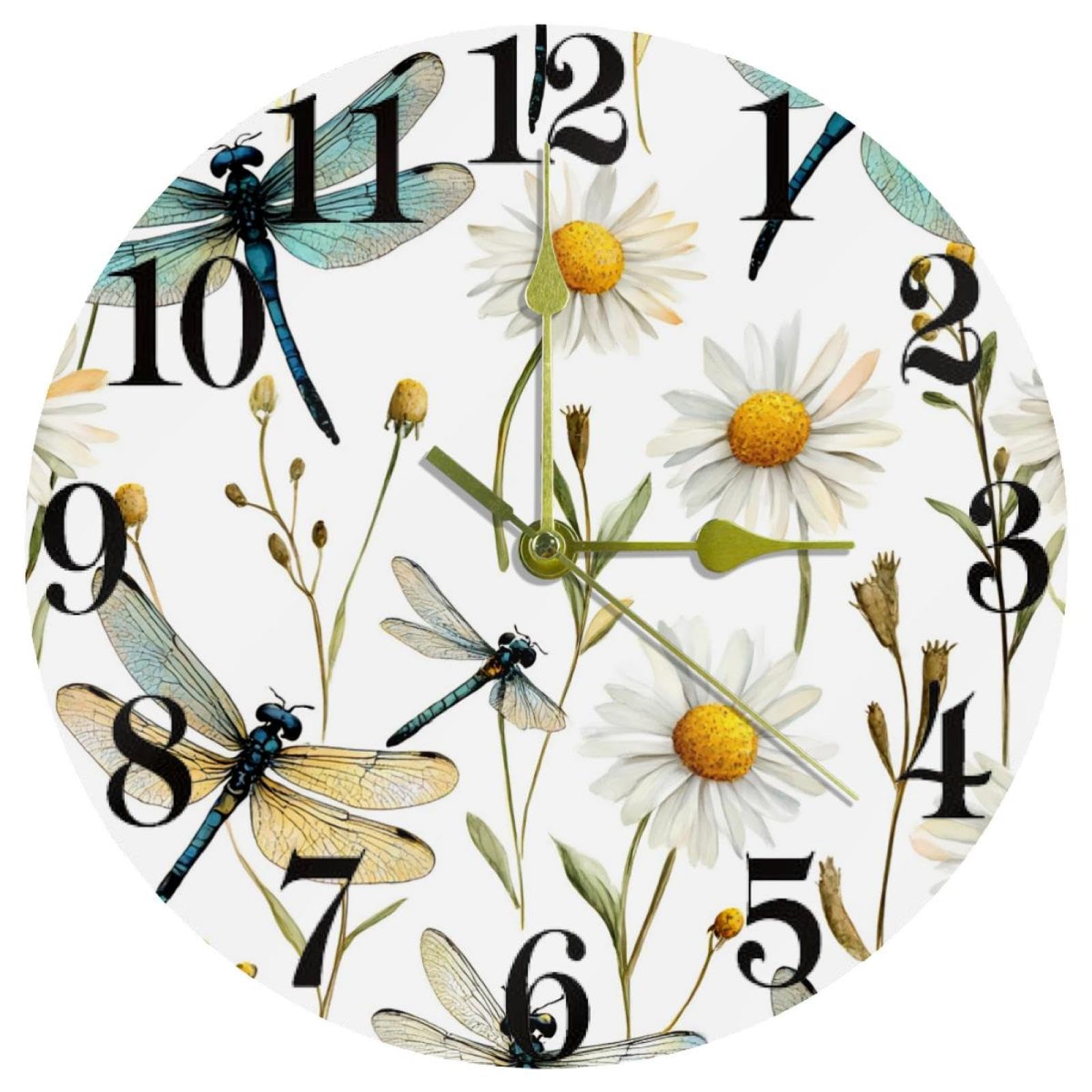 Horloge murale ronde libellules sans bruit pour retrouver le calme