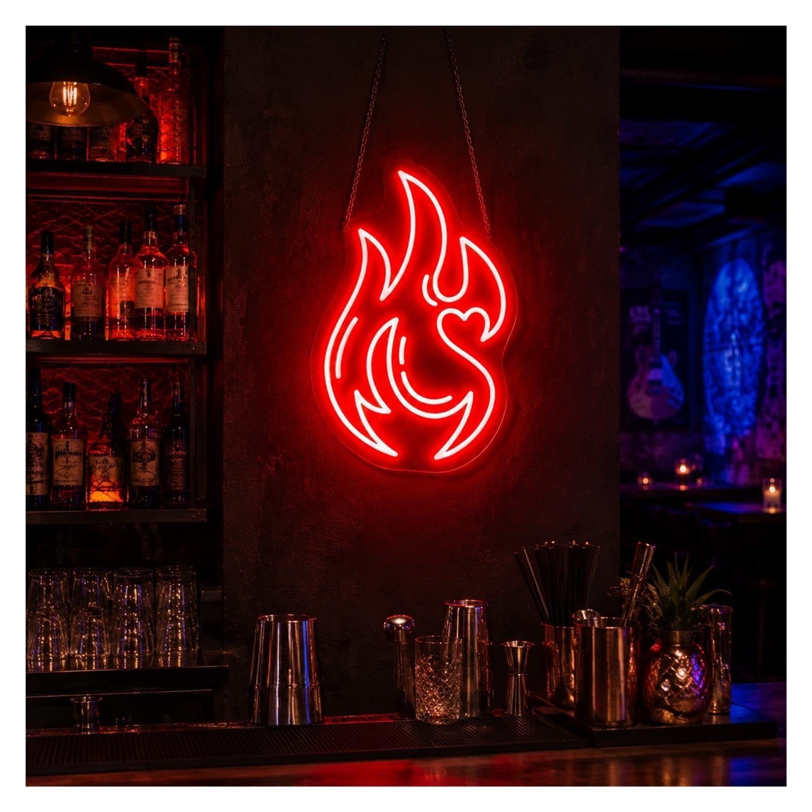 Decoración Lámparas Letrero De Neón De Fuego