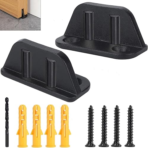 WWFFEN 2 Barn Door Floor Guide Bearing Design Sliding Barn Door Floor Guide Heavy Duty Metal Hardware, Strong and Durable Steel Frame(Black) WWFFEN 2 Barn Door Floor Guide Bearing Design Sliding Barn Door Floor Guide Heavy Duty Metal Hardware, Strong and Durable Steel Frame(Black)