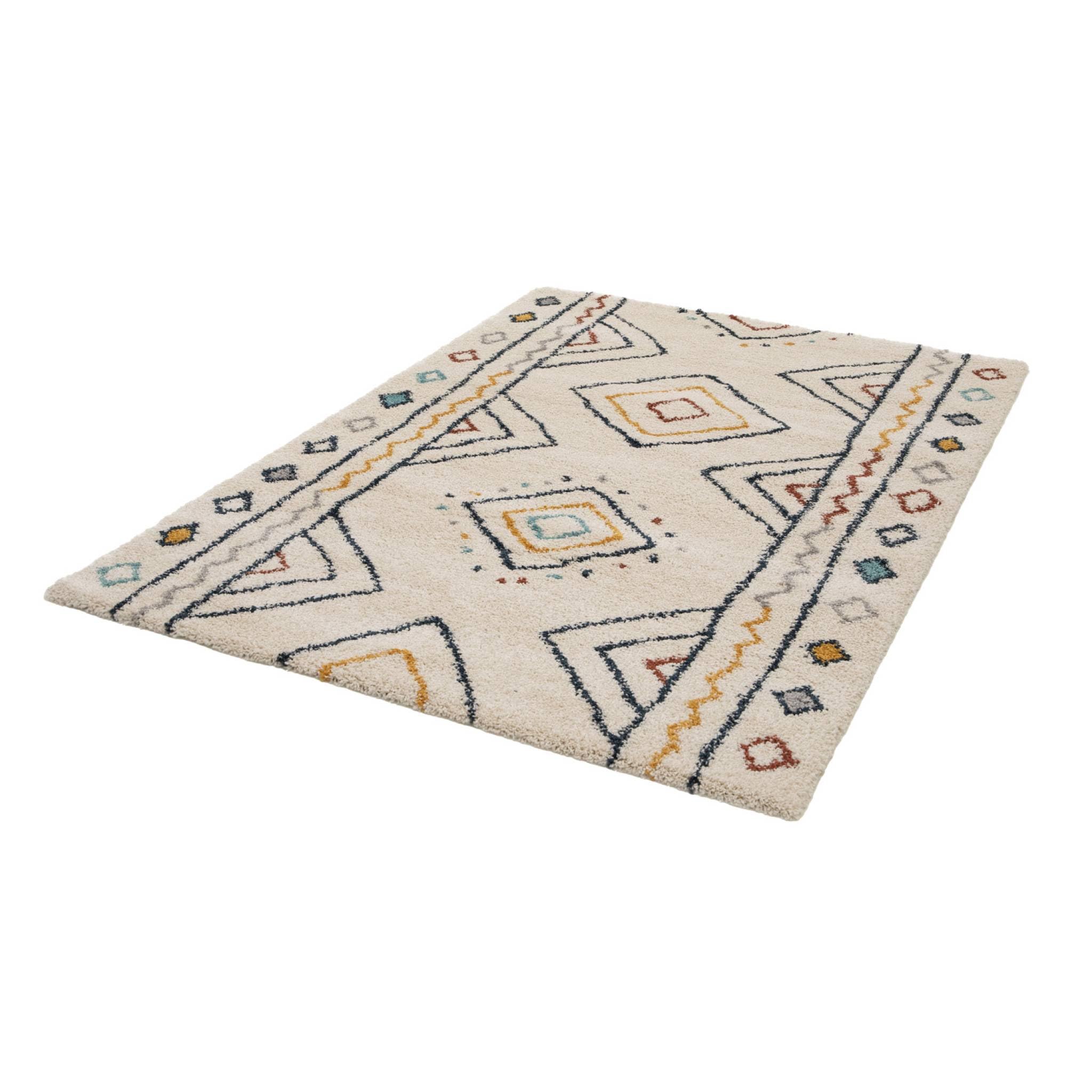 Alice's Garden sweeek - Tapis intérieur Motif berbère crème. Bleu et Orange Ralph 160x230cm