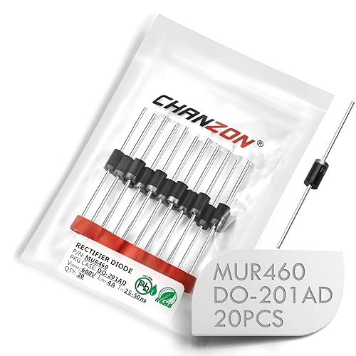 Miniatura 1 de Paquete de 20 unidades Chanzon MUR460 Diodo rectificador de recuperación súper rápida 4A 600V 25-50ns DO-201AD (DO-27) Axial 4 Amp 600 voltios