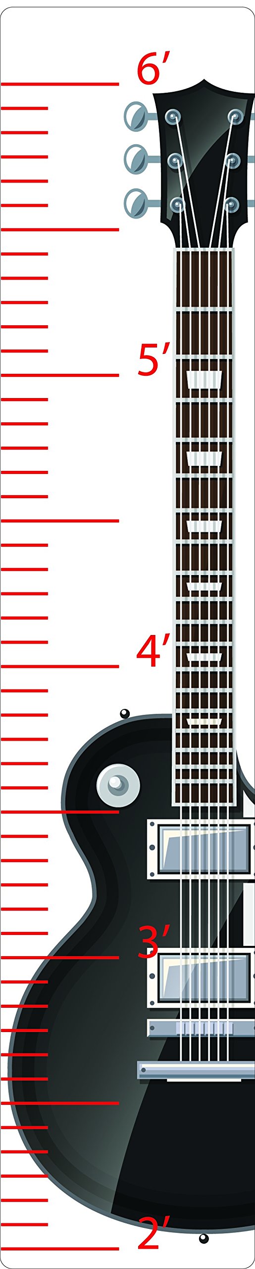Larger Than Life Prints 736846600790 Guitar Black Growth Chart for Kids, Multi-Color
