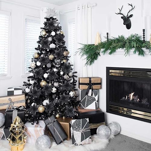 Miniatura 106 de RECUTMS 10 paquetes de flores de Pascua artificiales con purpurina para decoración de bodas, árbol de Navidad, Año Nuevo, guirnalda de Navidad