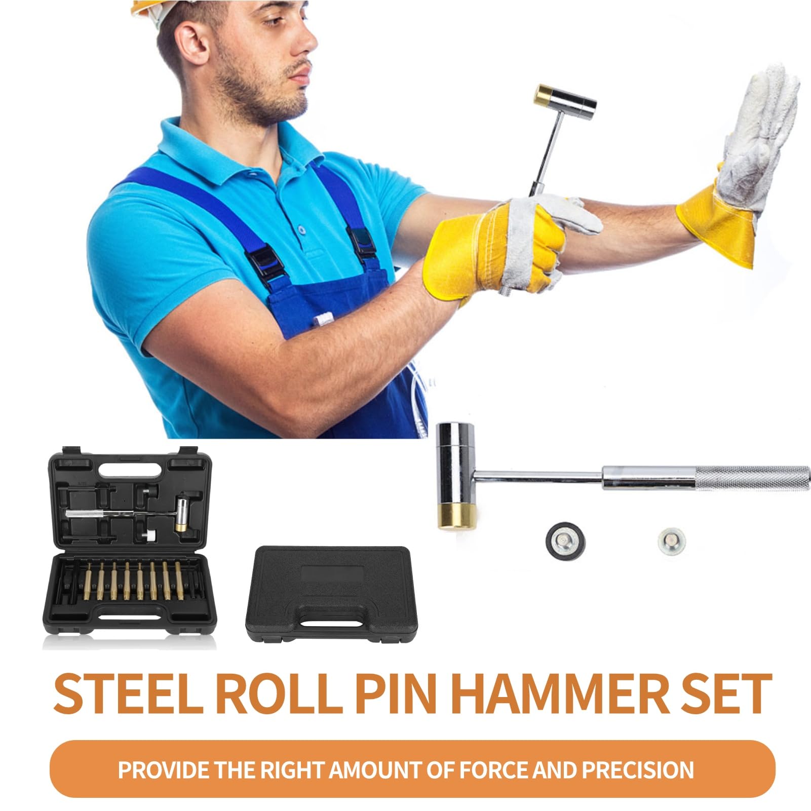 Punch Set, Steel Roll Pin Hammer Set with 17PCS Pin Punches and a Organizer Storage Box for Mechanical Repair Maintenance