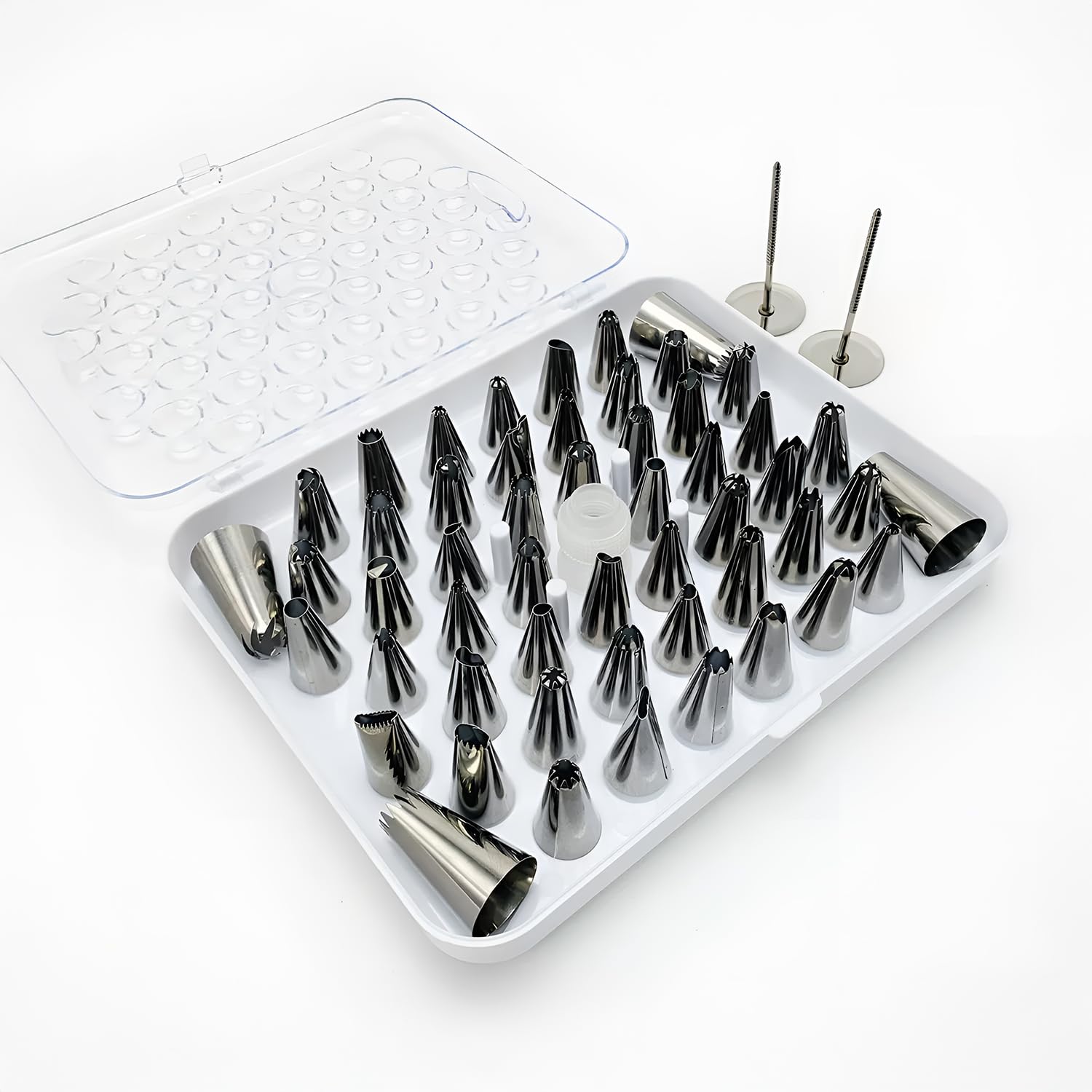 SYGA Cake Decoration Tips Set - 54 Pcs Professional Stainless Steel Piping/Dispenser Nozzle Kit,for Cakes Cupcakes Cookies Pastry-image-0