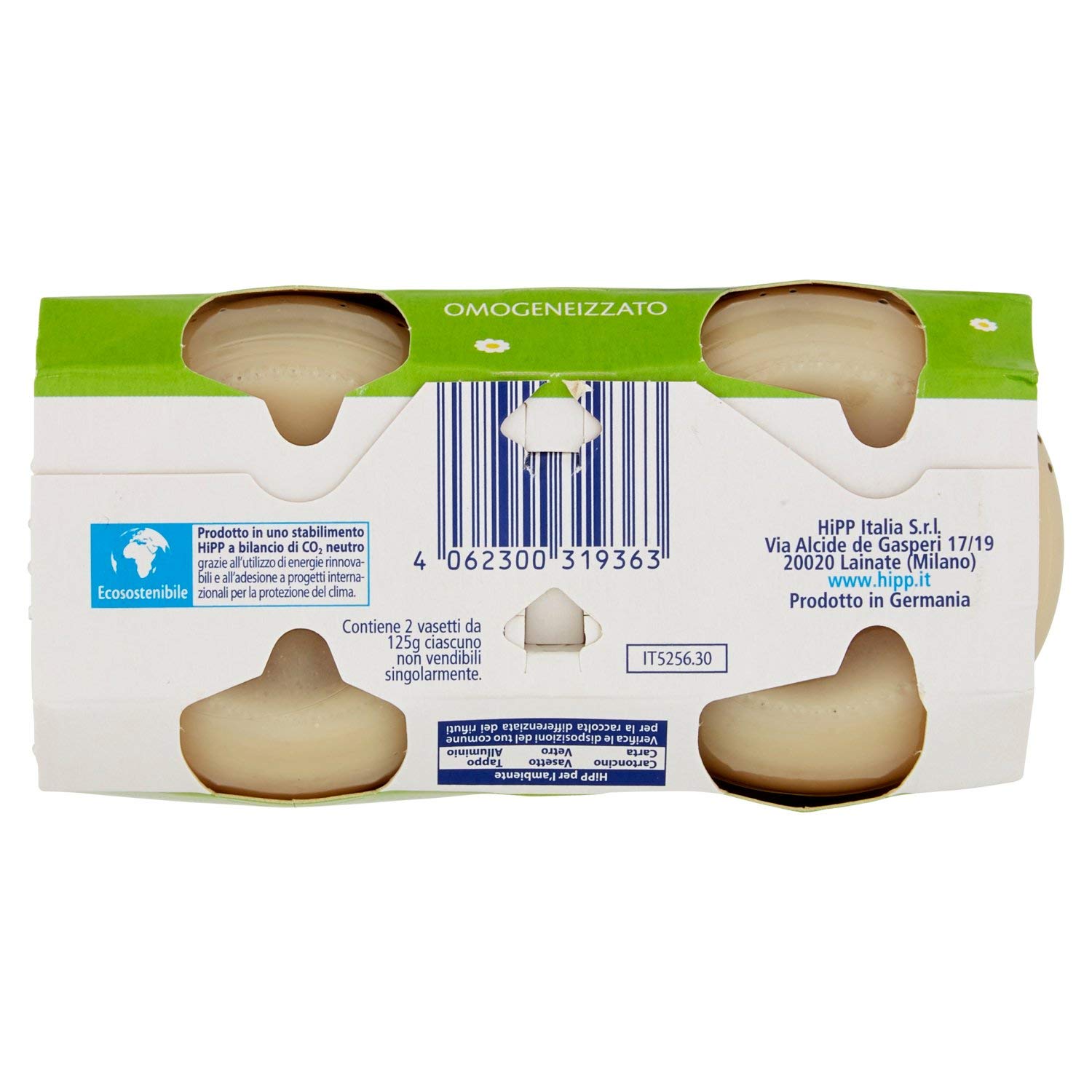 Homogénéisé Bio Mela Yogurt 125 Gr 2 Pezzi