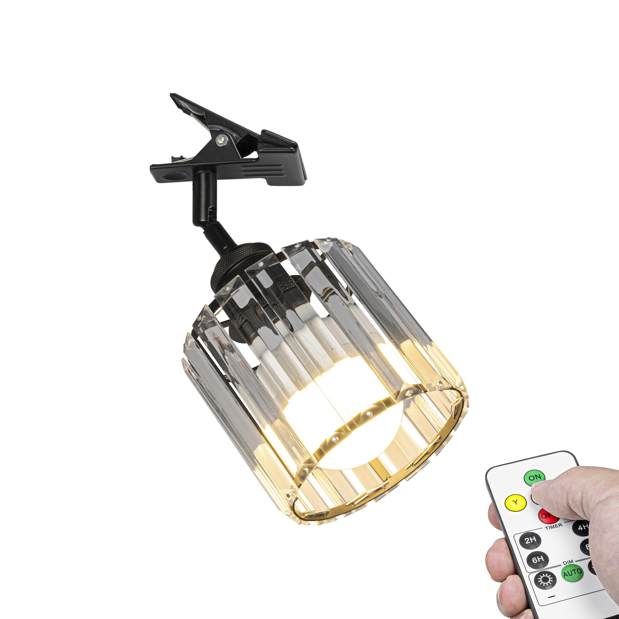 Verstellbare Klemmlampe mit Akku,LED Kristall Wandlampe innen, Dimmbar Nachttischlampe,Schreibtischlampe ideal für Flur Büro Heimgebrauch - 17x3CM - TD0679