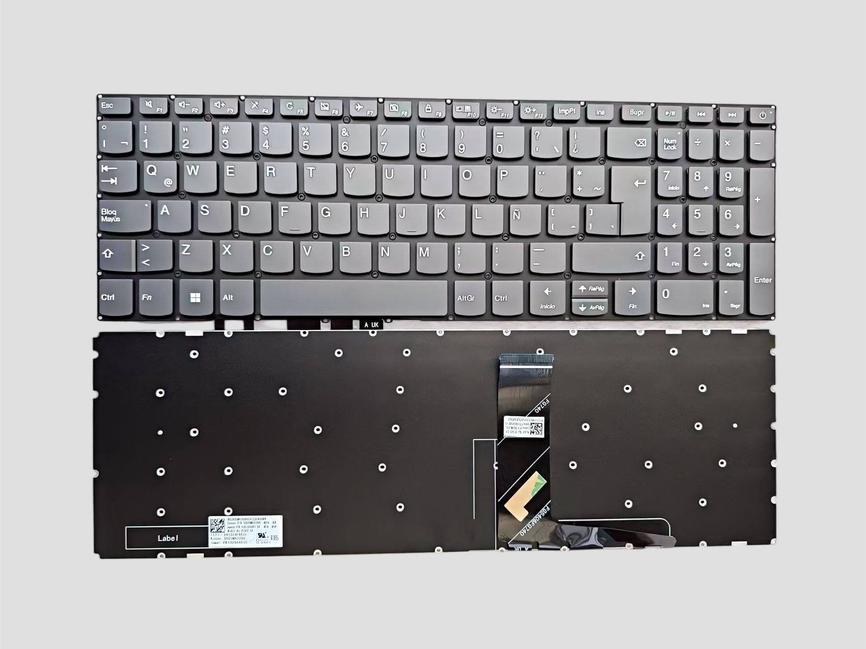 Replacement Keyboard Latin Spanish Layout for Lenovo ideaPad V15-IIL V15-IGL V15-ADA V145-15AST V155–15API S145-15IKB S145-15IML S145-15IWL V320-15 V320-17 L340-15 Laptop Keyboard Grey (No Backlit)-image-20
