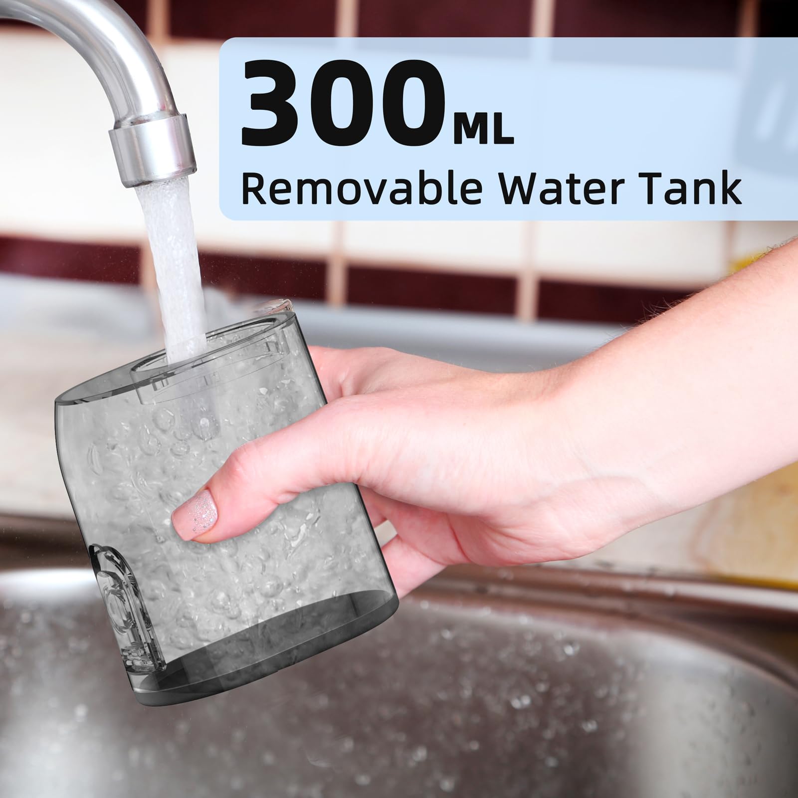 Elektrische Munddusche Kabellos IPX7 Wasserdicht 4 Modi 4 Düsen Grau