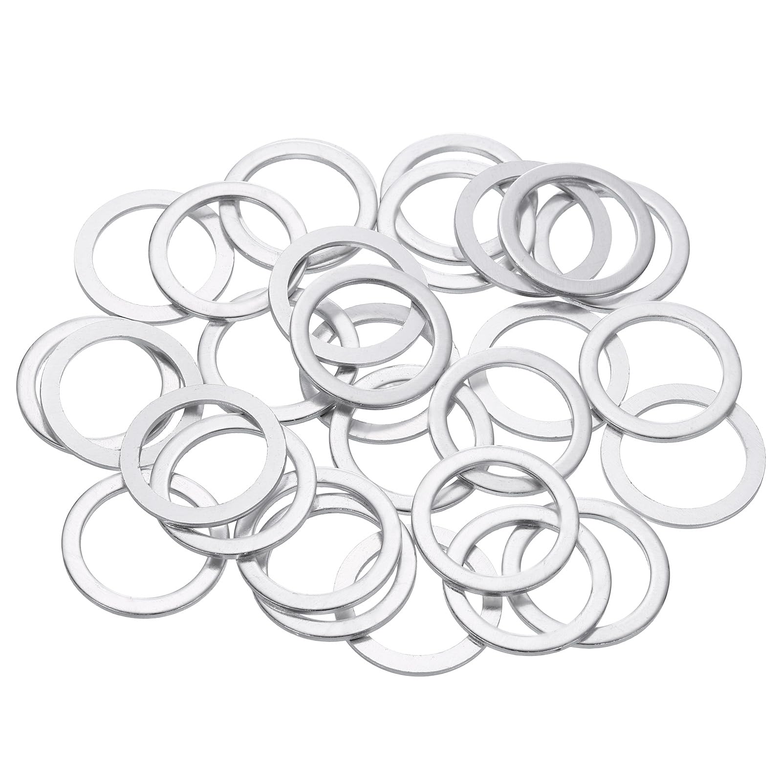 sourcing map 150 Pcs M18 Flat Washer, 24mm OD 1.5mm, Silver Tone